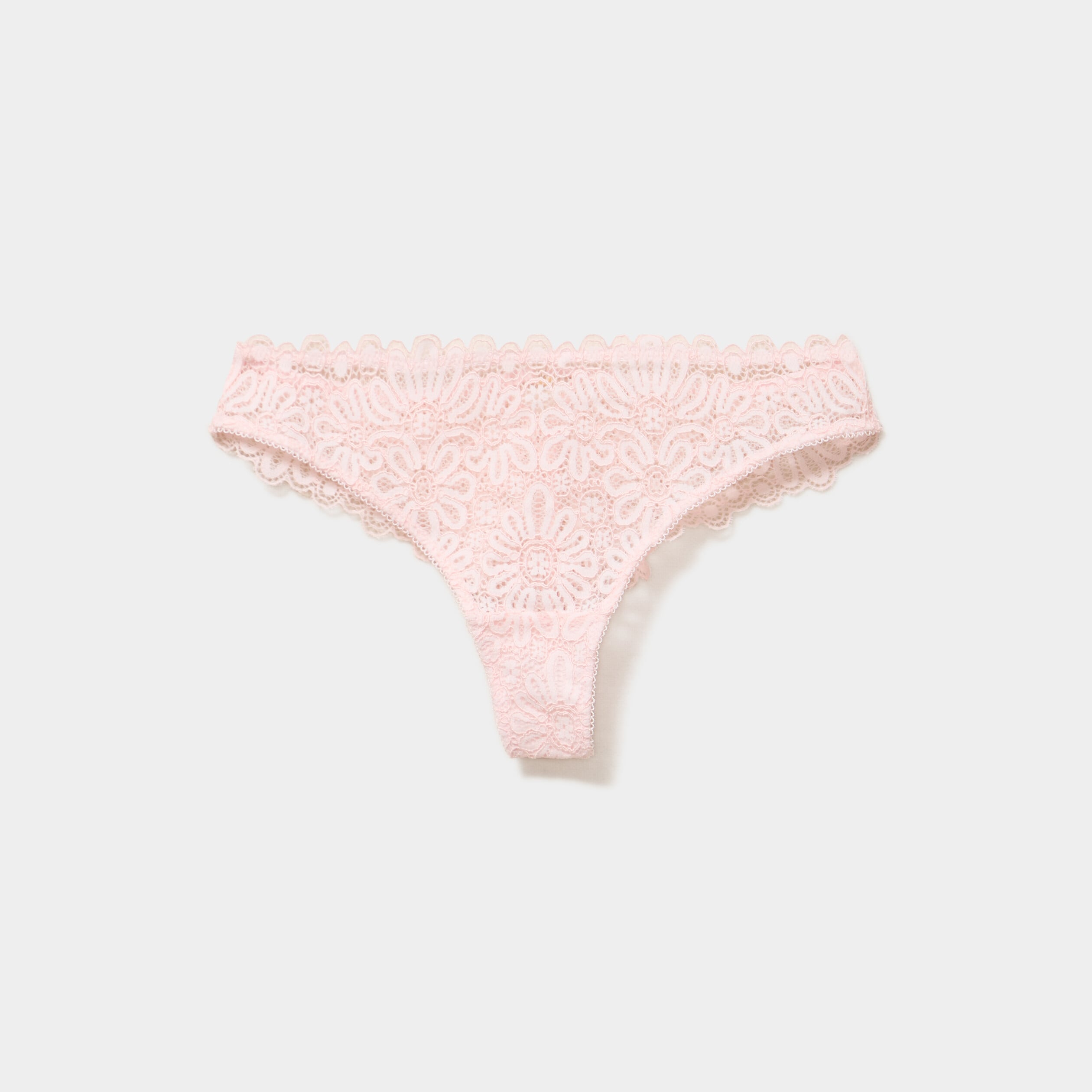 Tanga en dentelle rose clair femme