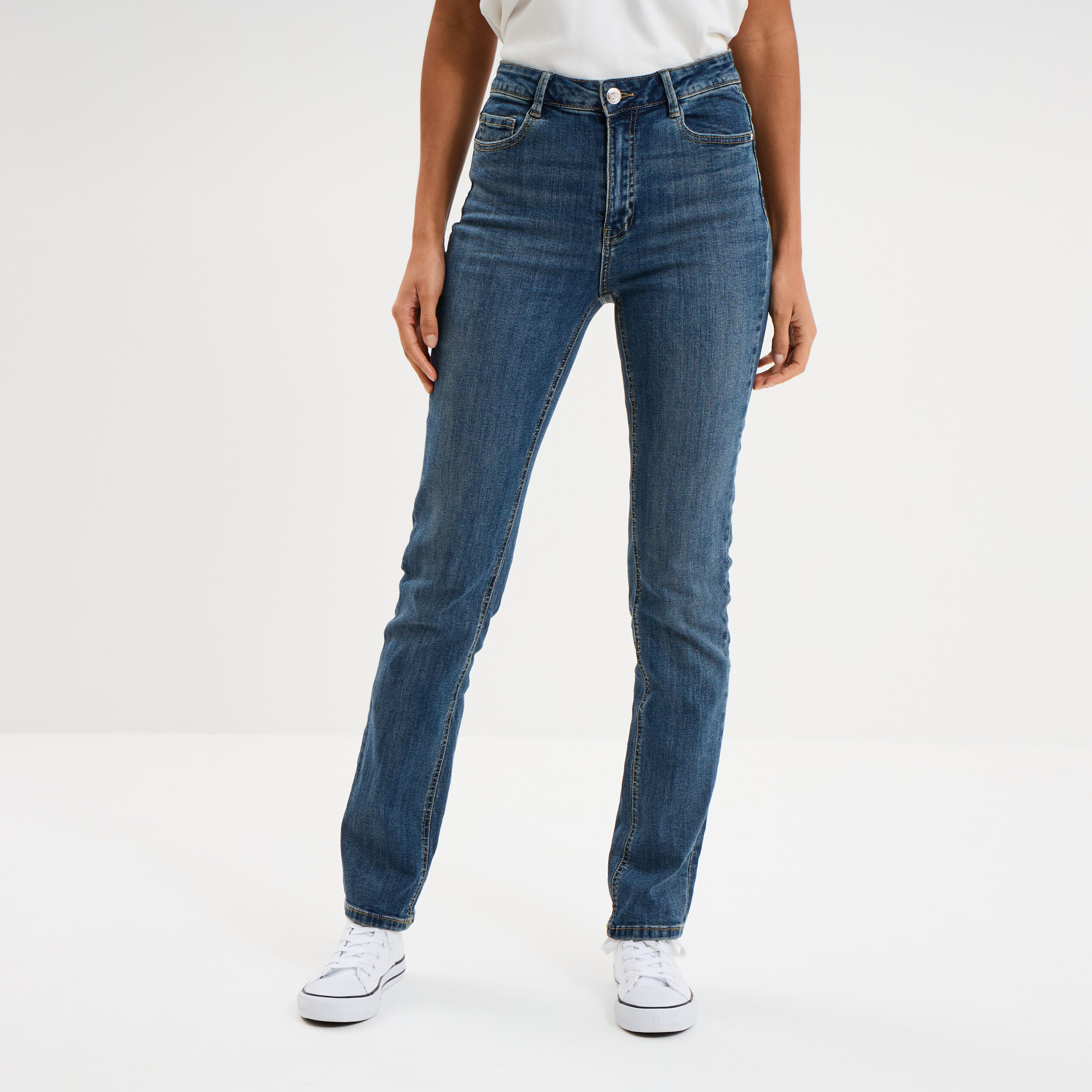 Jeans regular 5 poches coton denim dirty femme