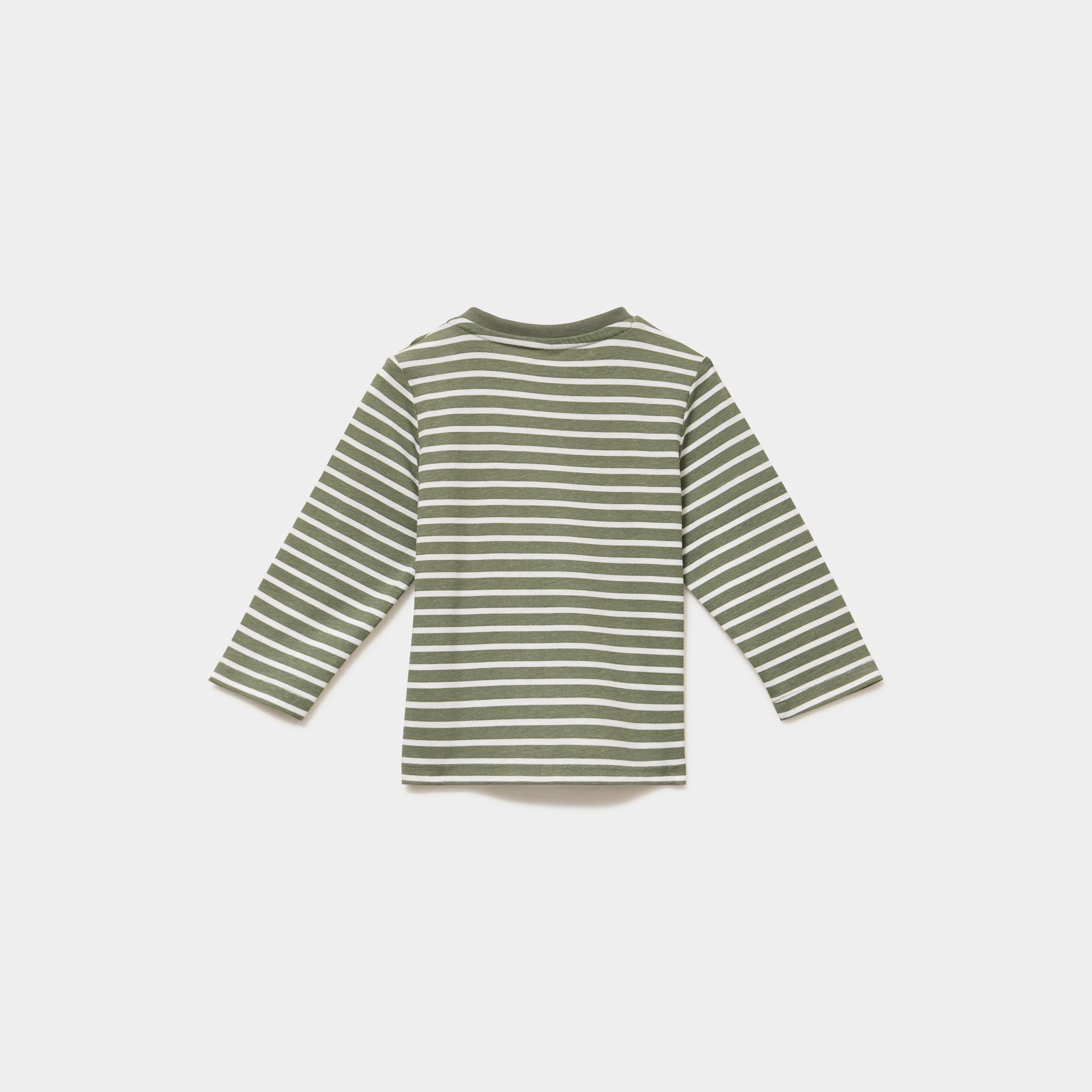 T-shirt manches longues coton vert kaki b&eacute;b&eacute; gar&ccedil;on