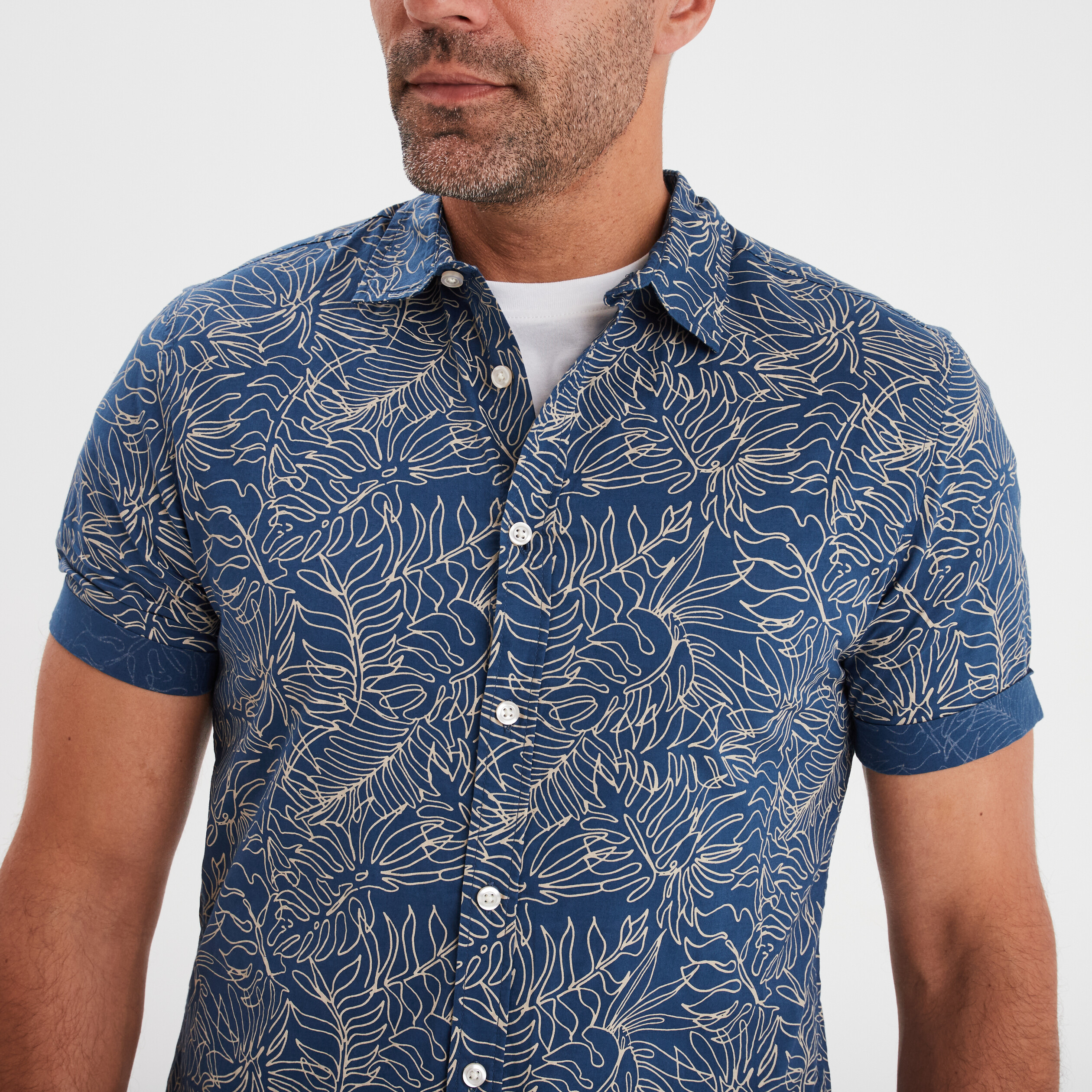 chemise manches courtes en coton bleu petrole homme Chemise manches courtes en coton bleu pétrole homme