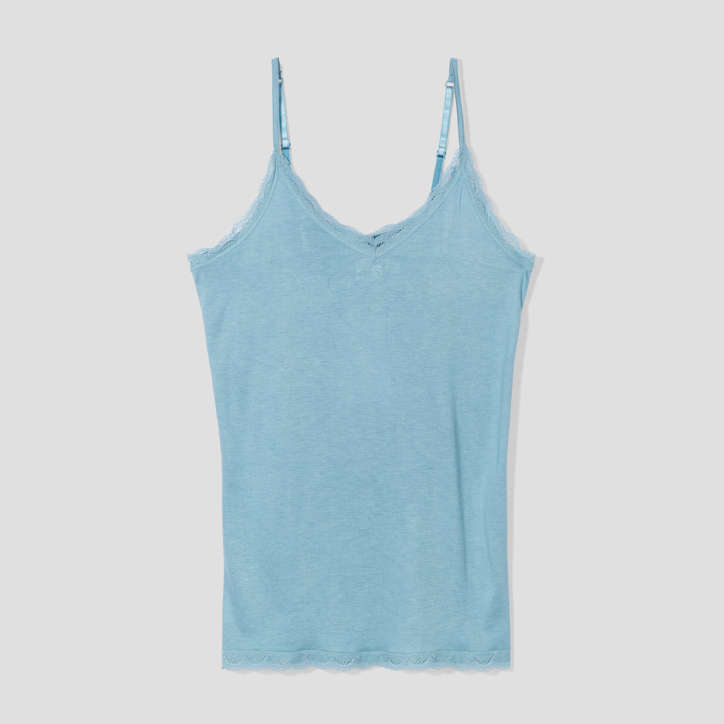 haut de pyjama debardeur col v bleu gris femme Haut de pyjama débardeur col V bleu gris femme