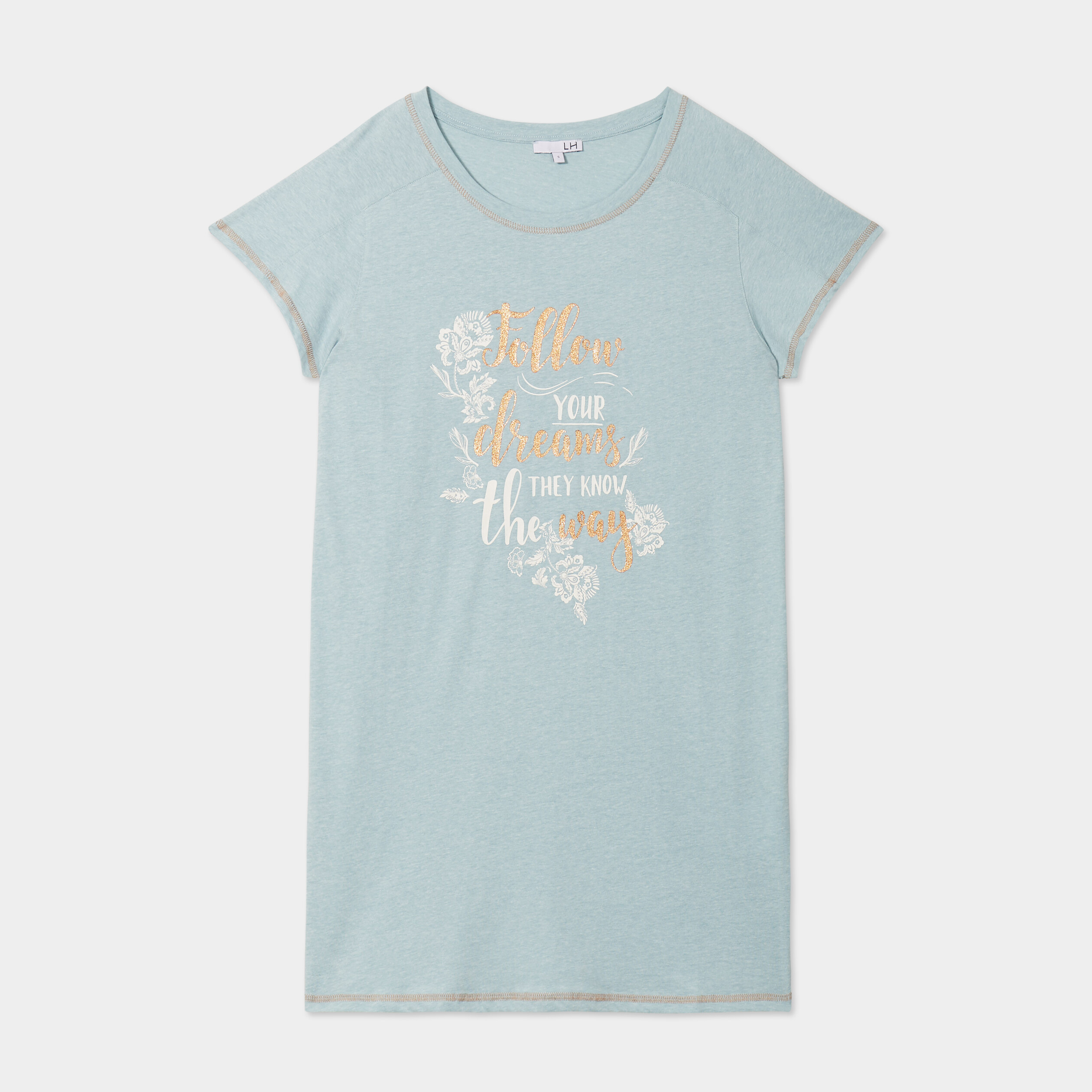 chemise de nuit droite manches courtes vert canard femme Chemise de nuit droite manches courtes vert canard femme