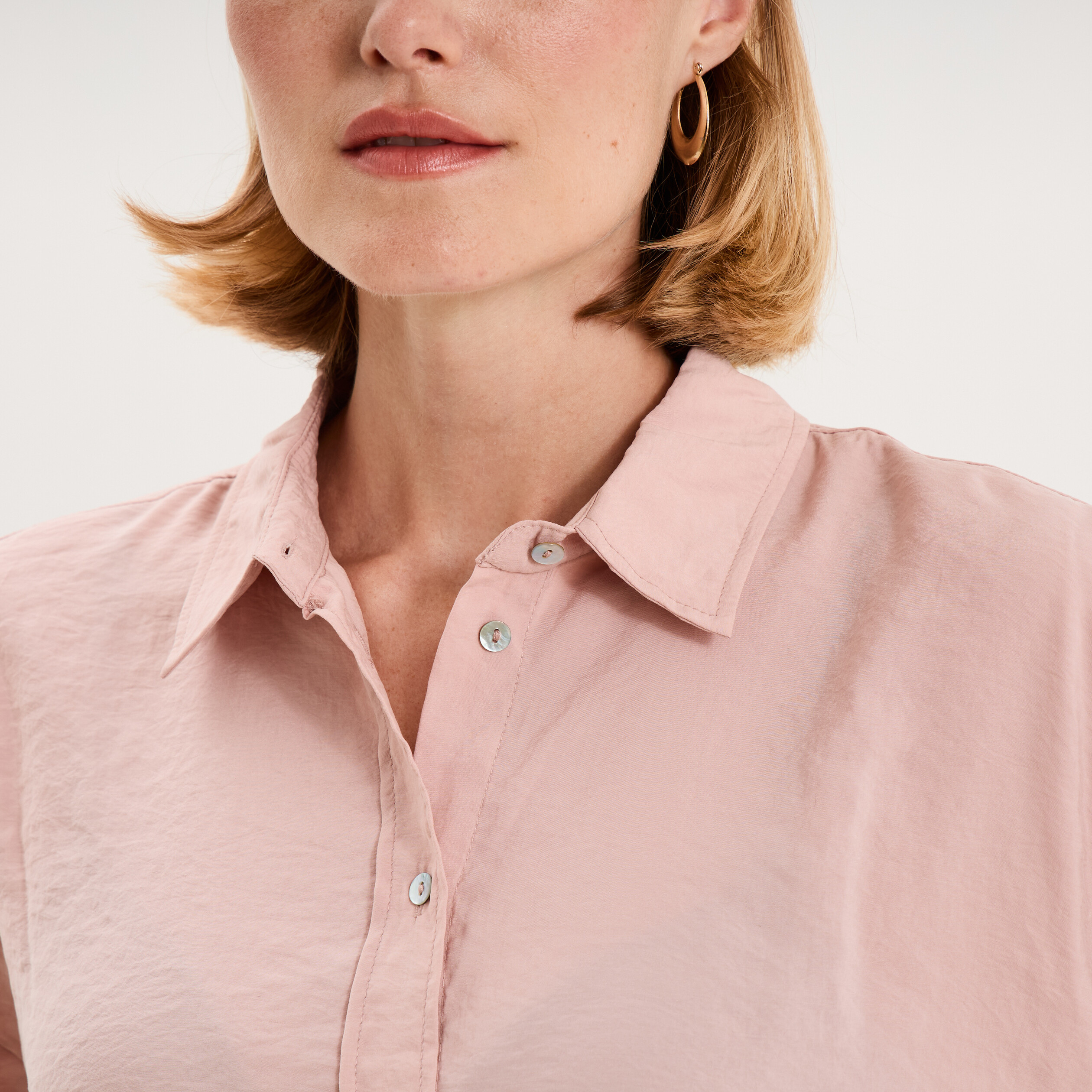 Chemise fluide manches longues oversize parme femme