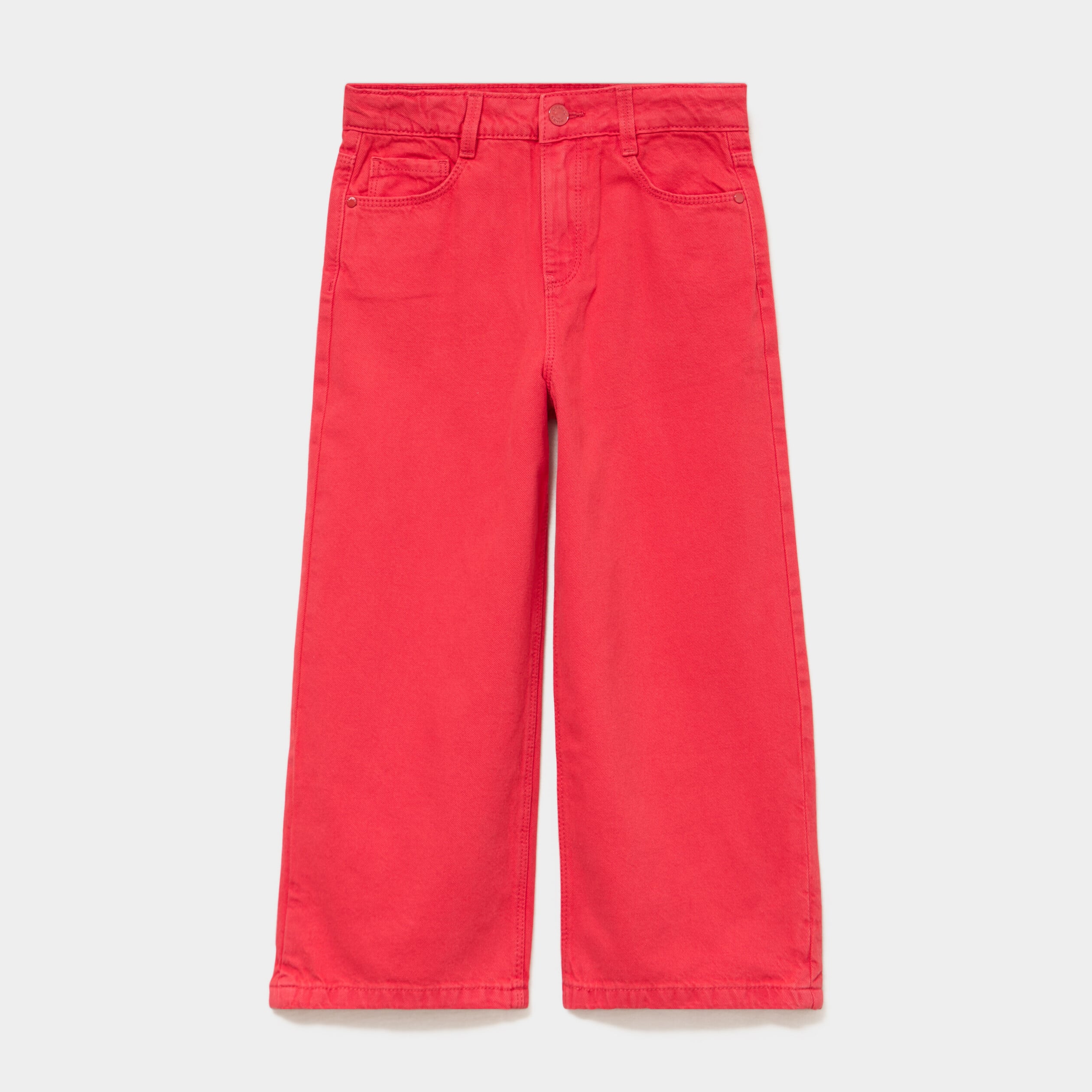 Pantalon large 5 poches coton rouge fille