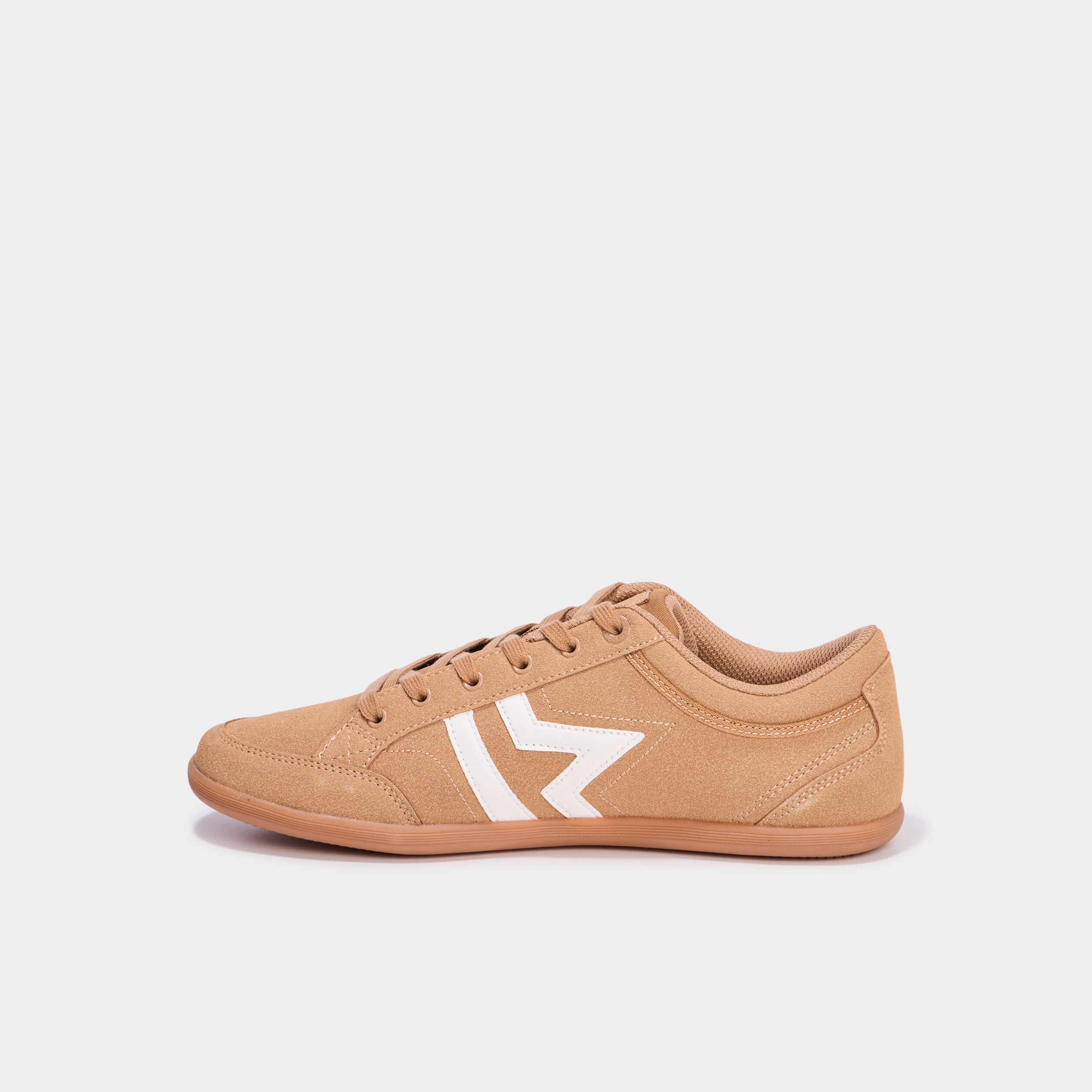 Tennis basses &agrave; lacets effet su&eacute;dine marron clair homme