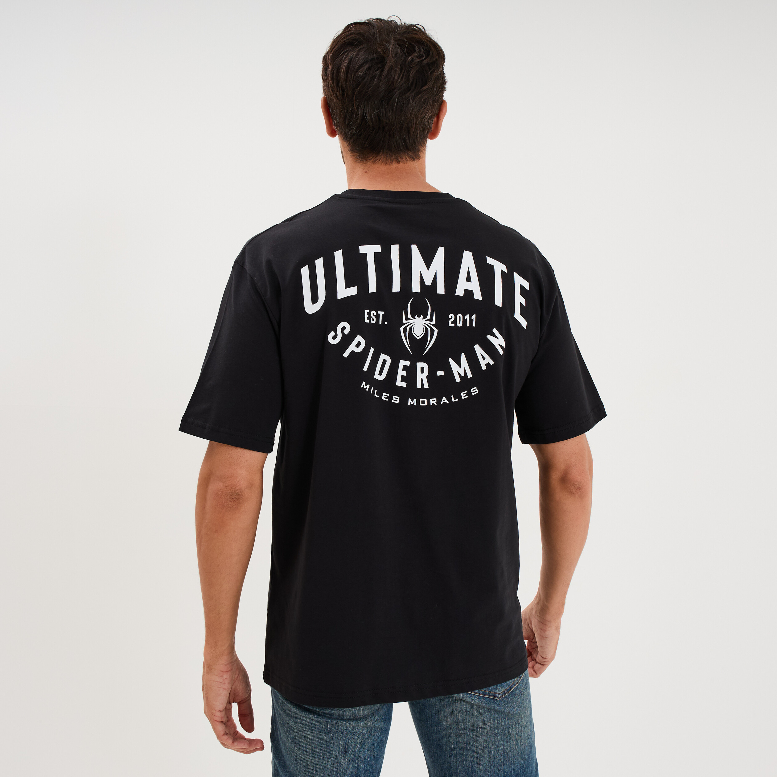 T-shirt relax manches courtes Spider-Man noir homme