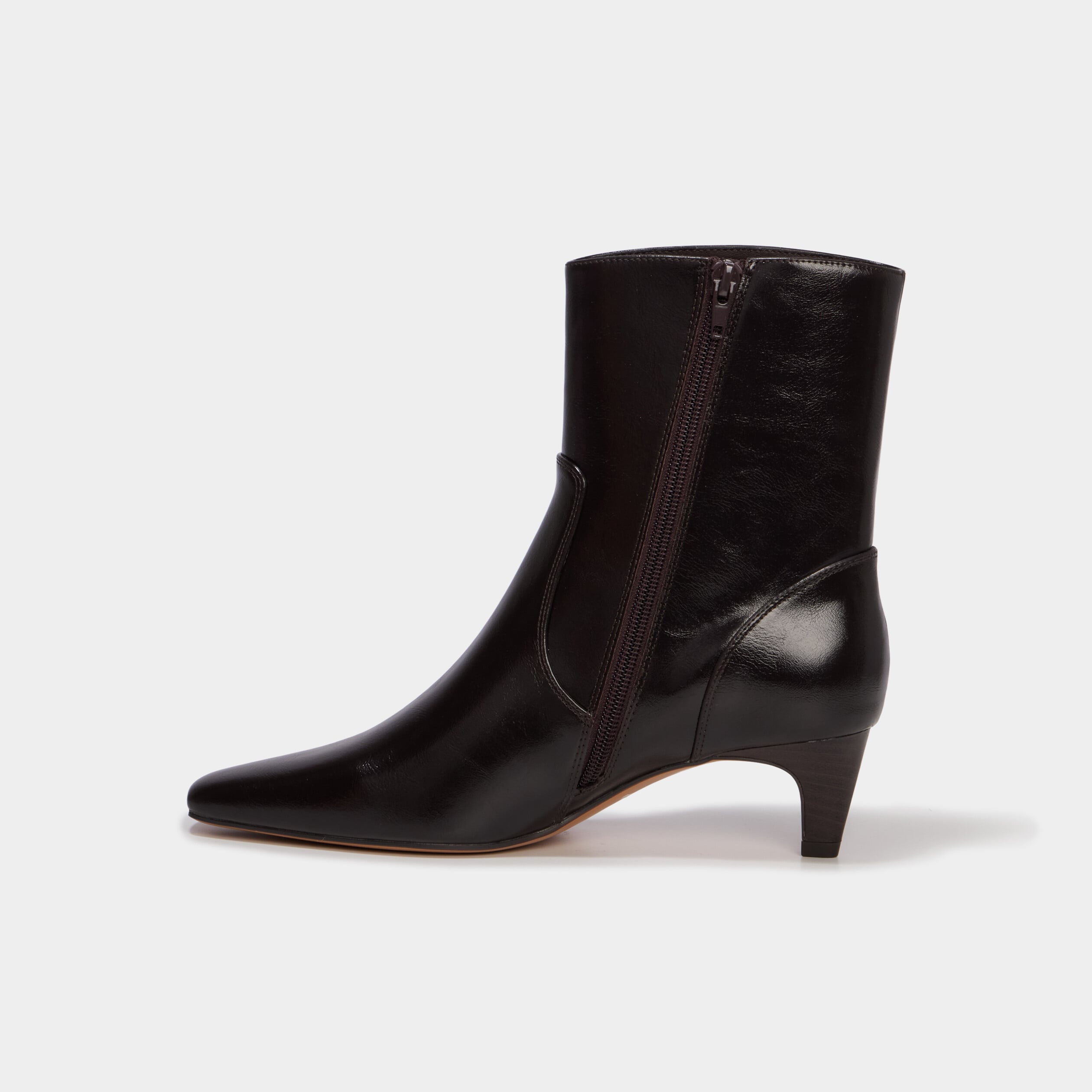 Bottines kitten heel zipp&eacute;es bordeaux femme