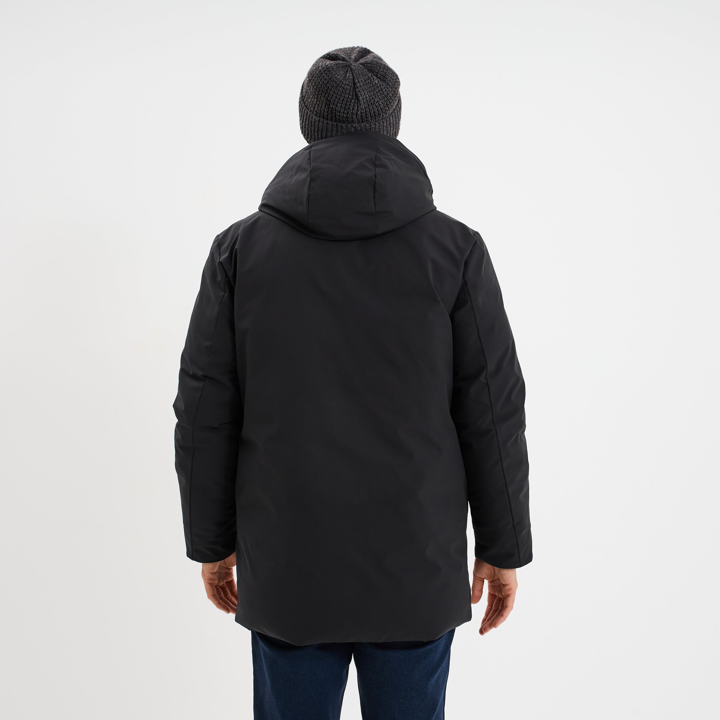 Parka mi-longue &agrave; capuche noir homme