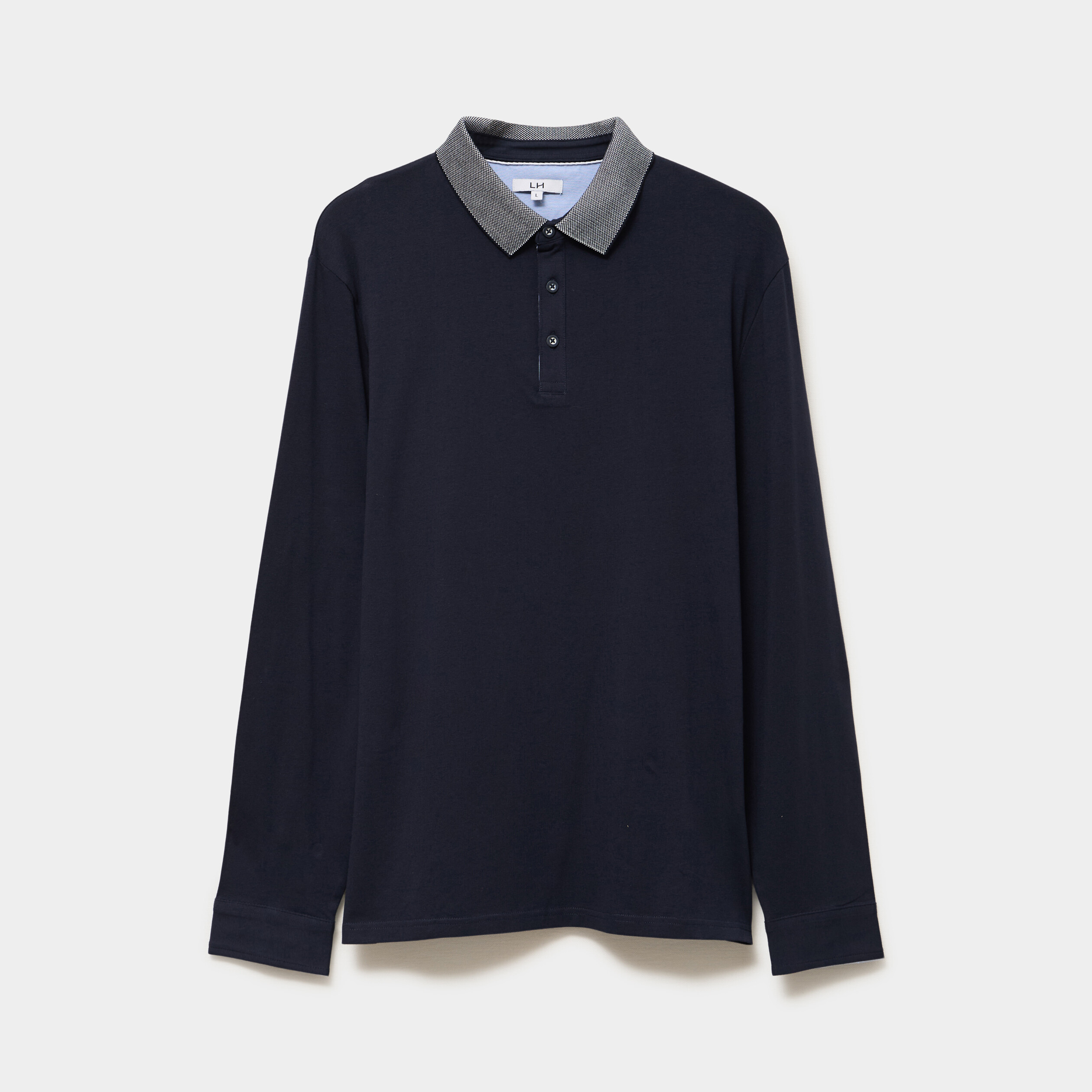 Polo manches longues coton majoritaire bleu marine homme