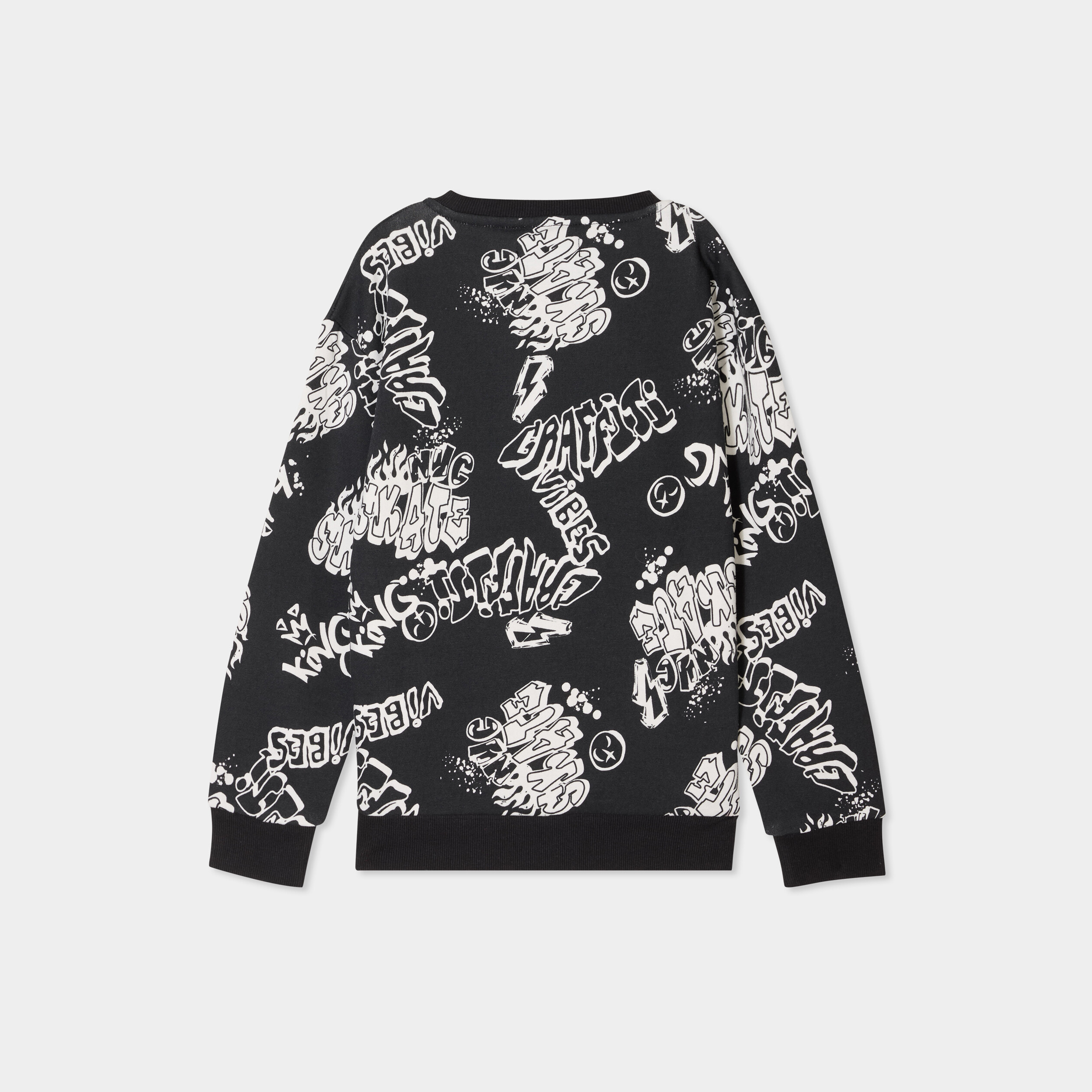sweat col rond manches longues noir garcon Sweat col rond manches longues noir garçon