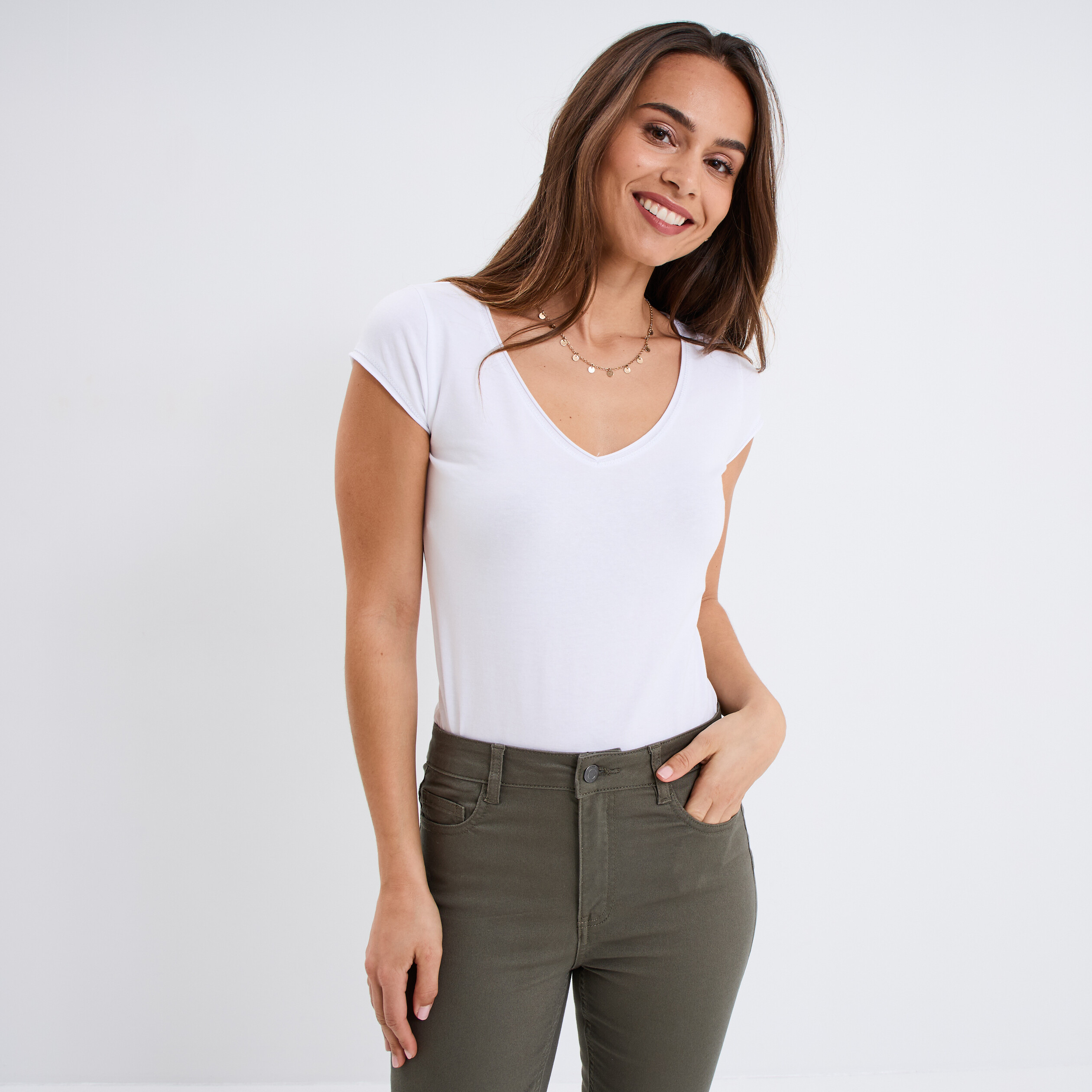 Patoutatis T Shirt Manche Longue Vert Femme Manches Courtes Tee