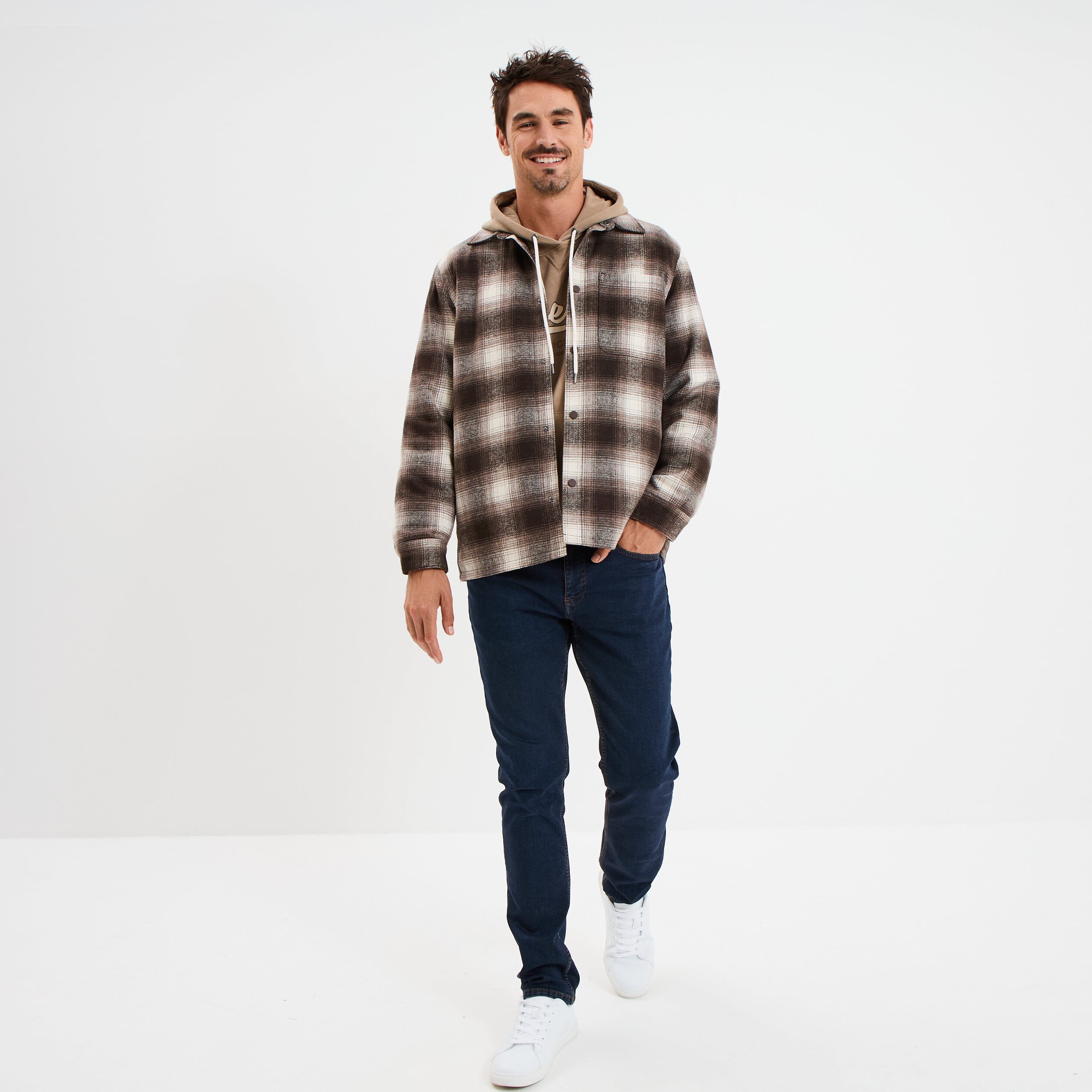 Sweat &agrave; capuche hoodie molleton taupe homme
