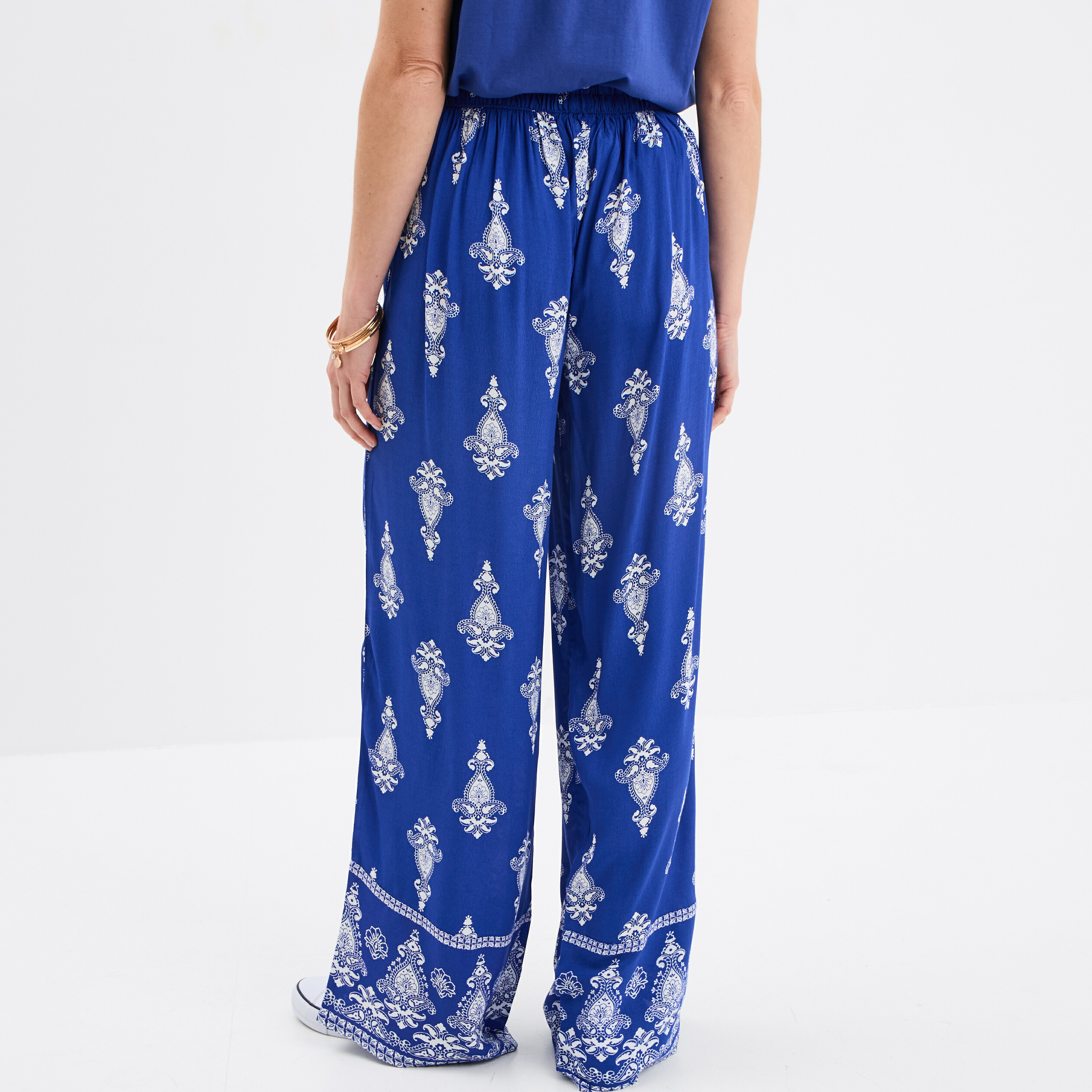 pantalon large fluide bleu electrique femme Pantalon large fluide bleu electrique femme