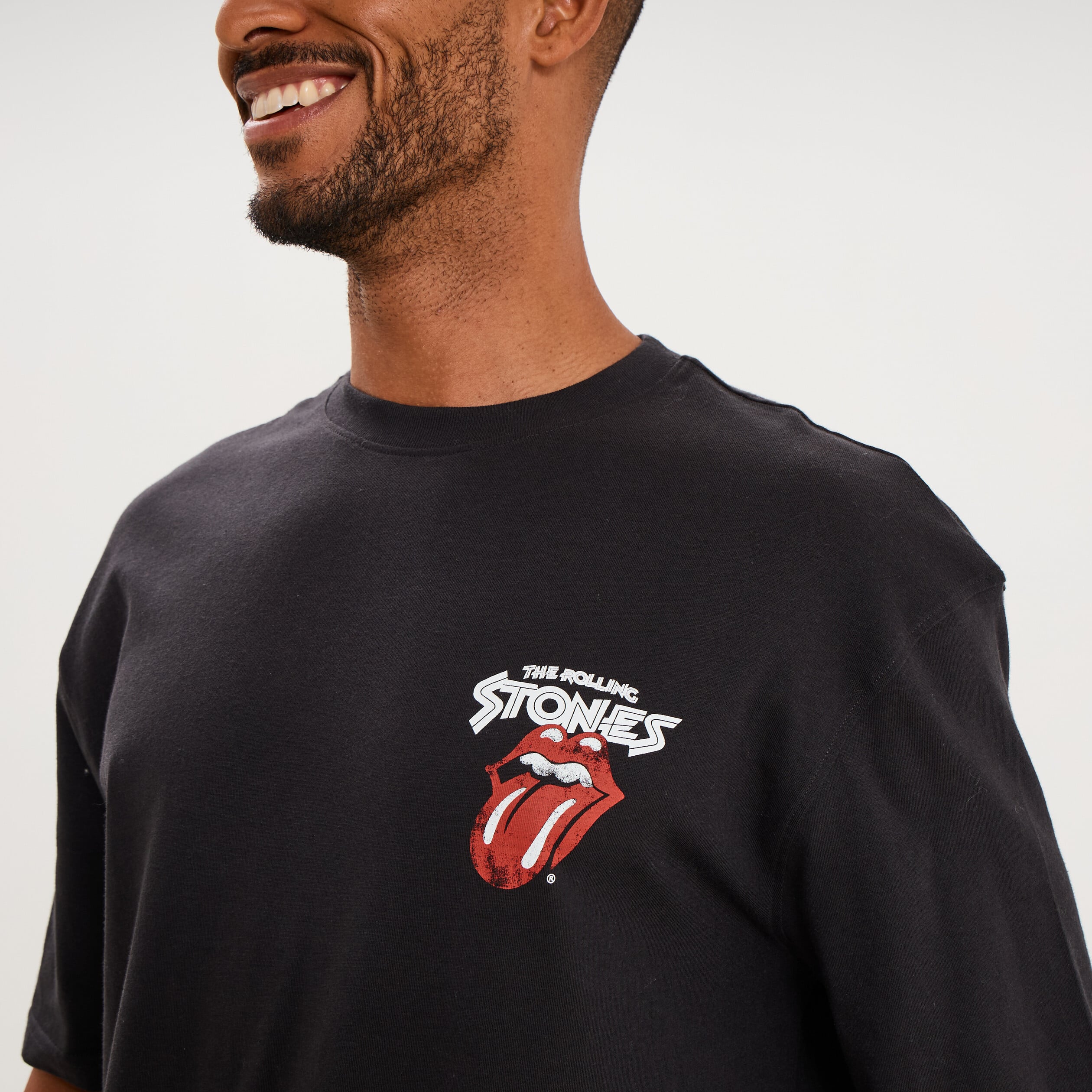 T-shirt relax coton The Rolling Stones gris fonc&eacute; homme