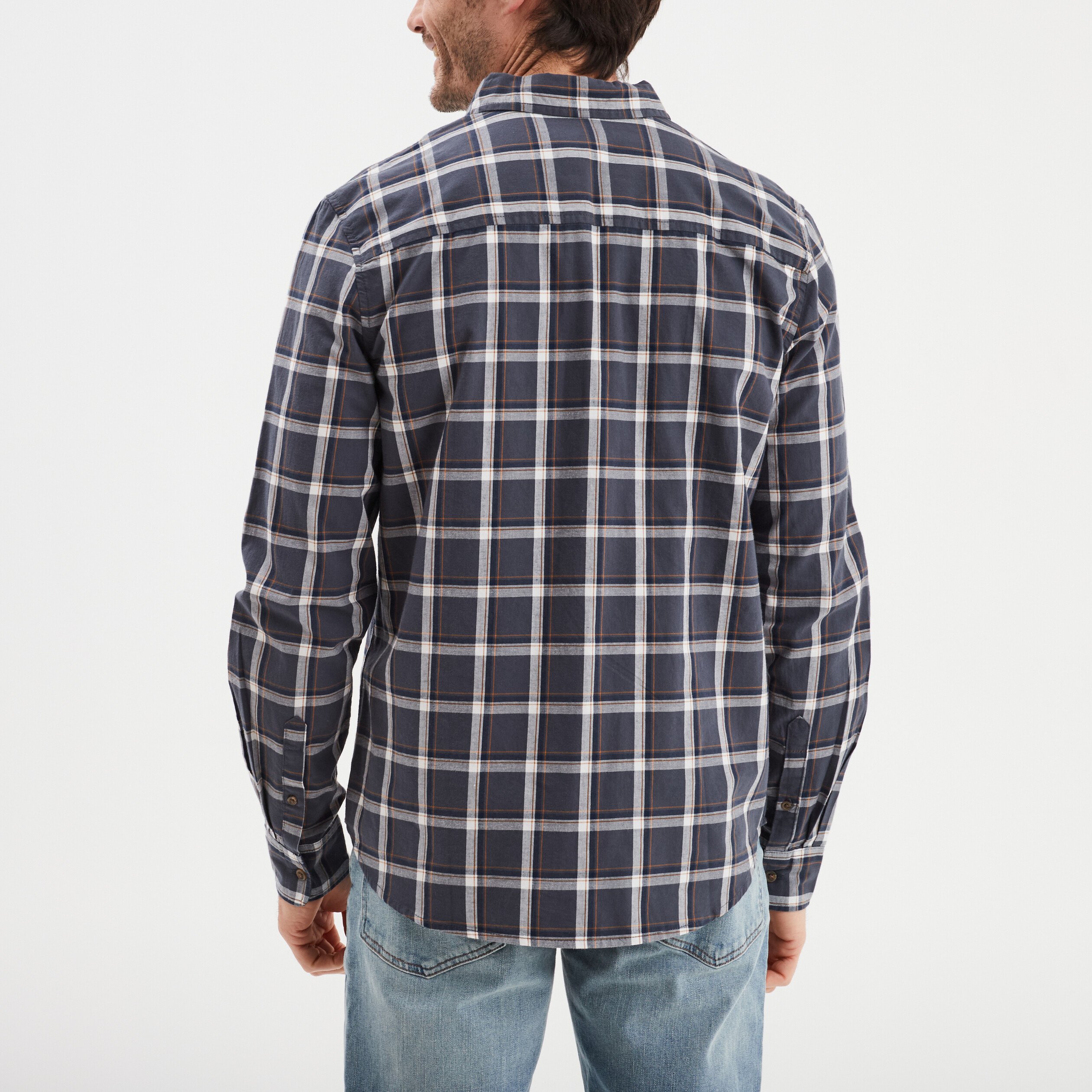 chemise droite manches retroussees bleu fonce homme Chemise droite manches retroussées bleu foncé homme