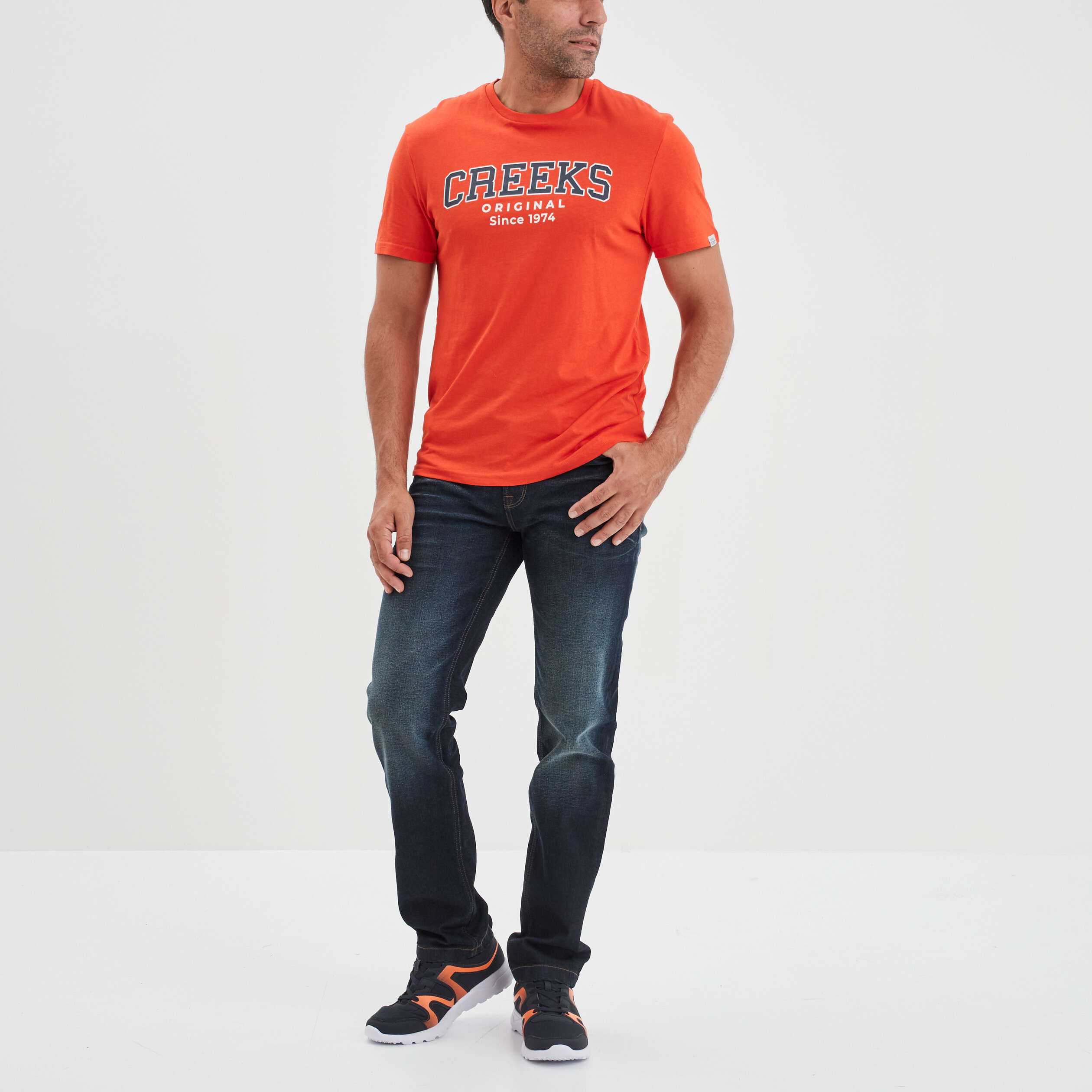 Jeans regular stretch 5 poches Creeks denim brut homme