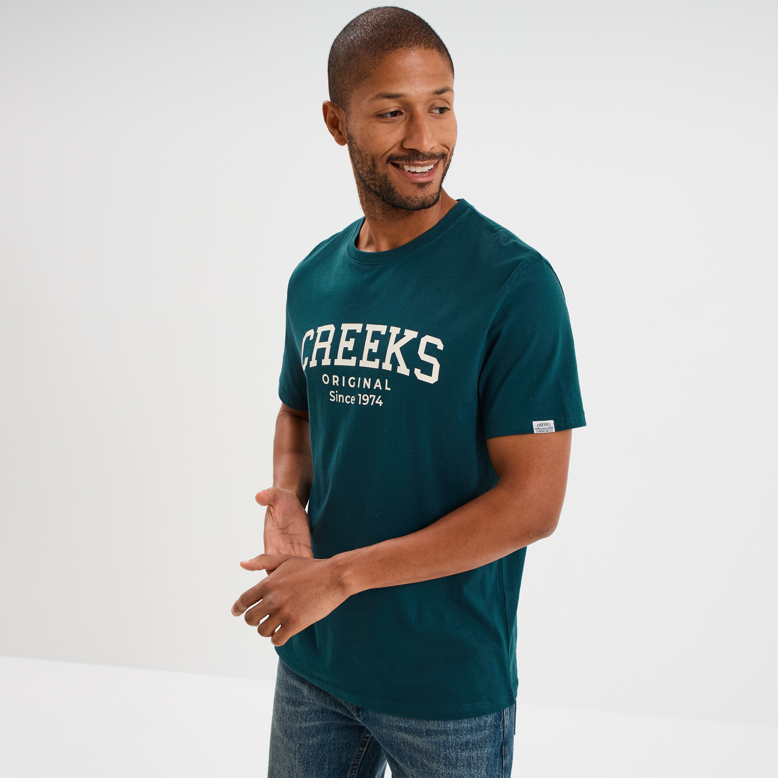 t shirt droit manches courtes coton bleu canard homme T-shirt droit manches courtes coton bleu canard homme