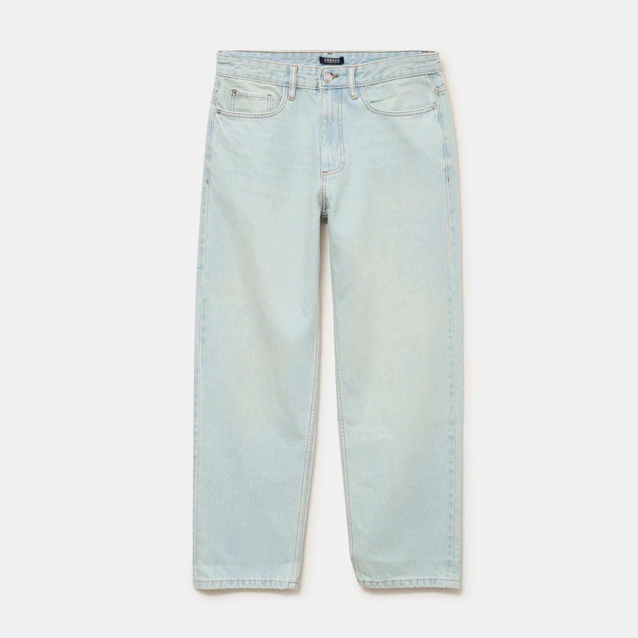 Jean relaxed 5 poches coton denim bleach homme