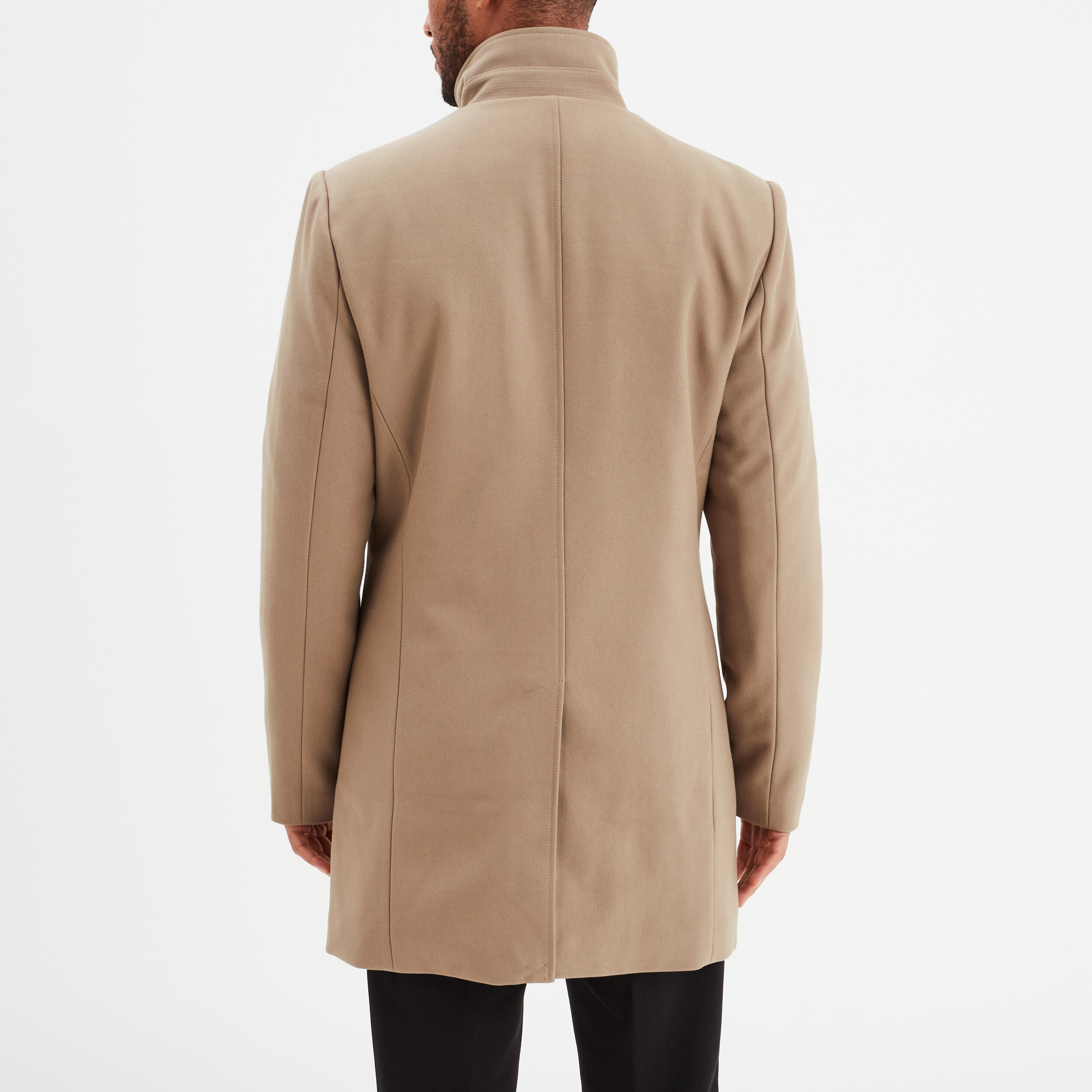 manteau mi long col montant taupe homme Manteau mi-long col montant taupe homme