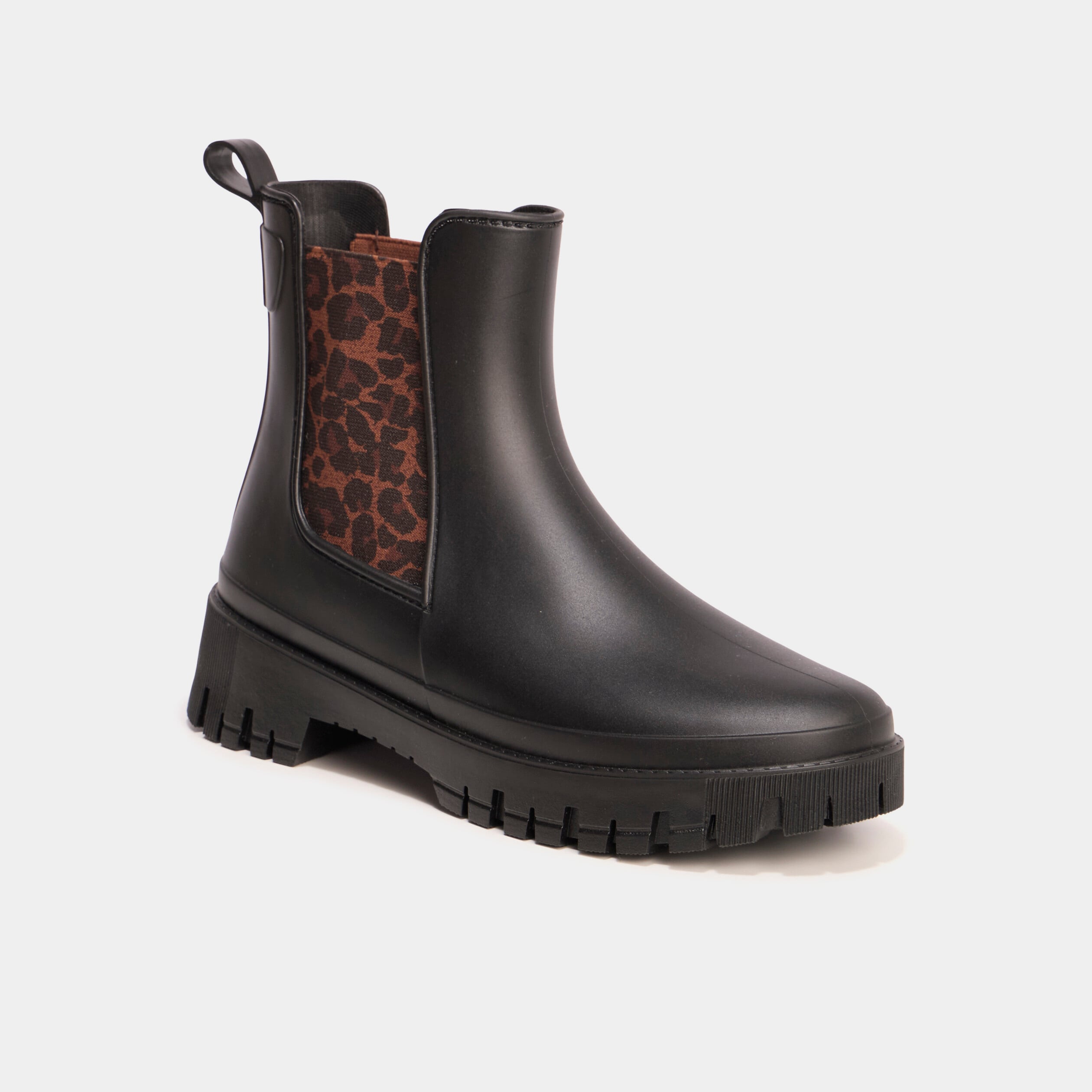 Boots de pluie &eacute;lastiqu&eacute;e noir femme