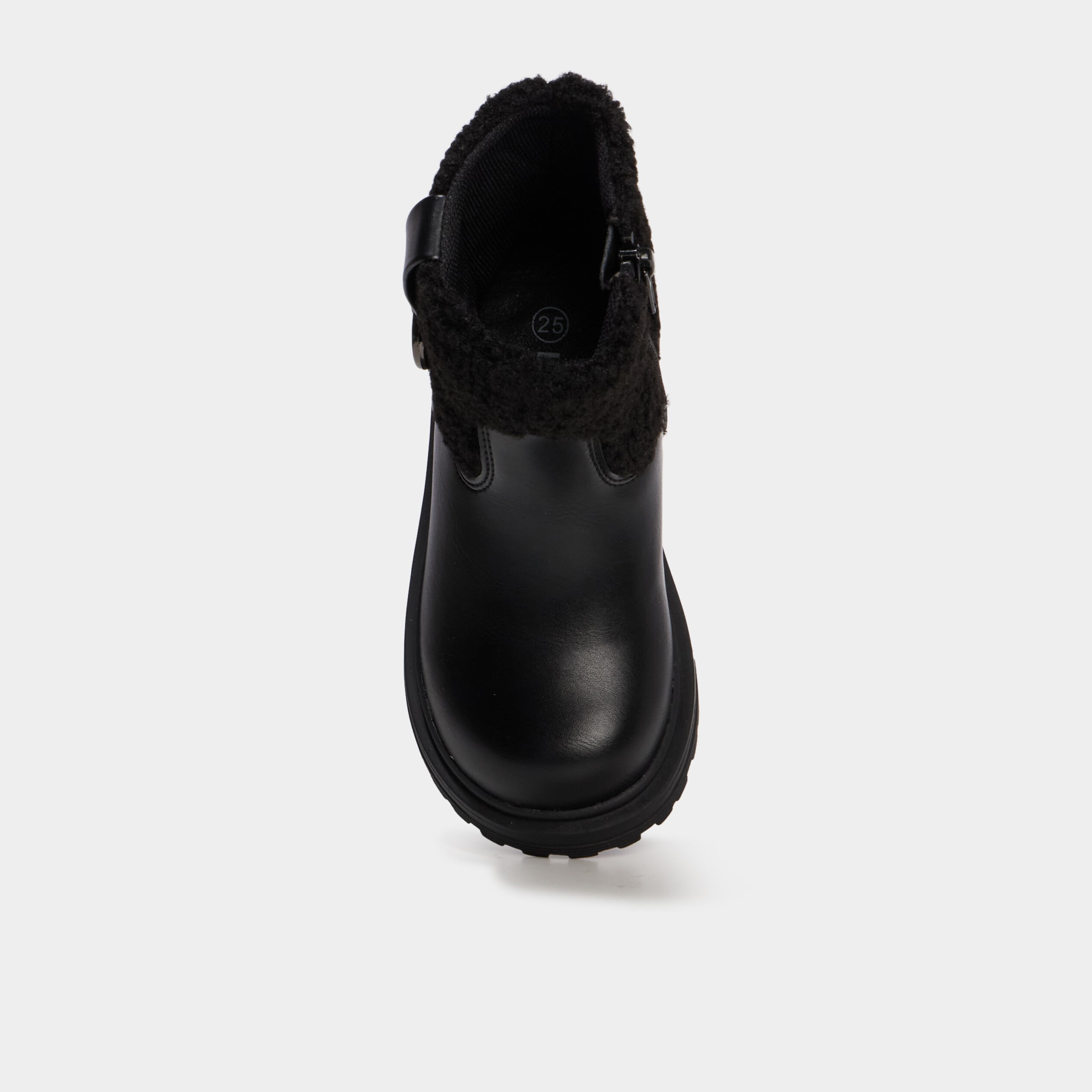 Boots boucles coeur et d&eacute;tails polaire noir fille