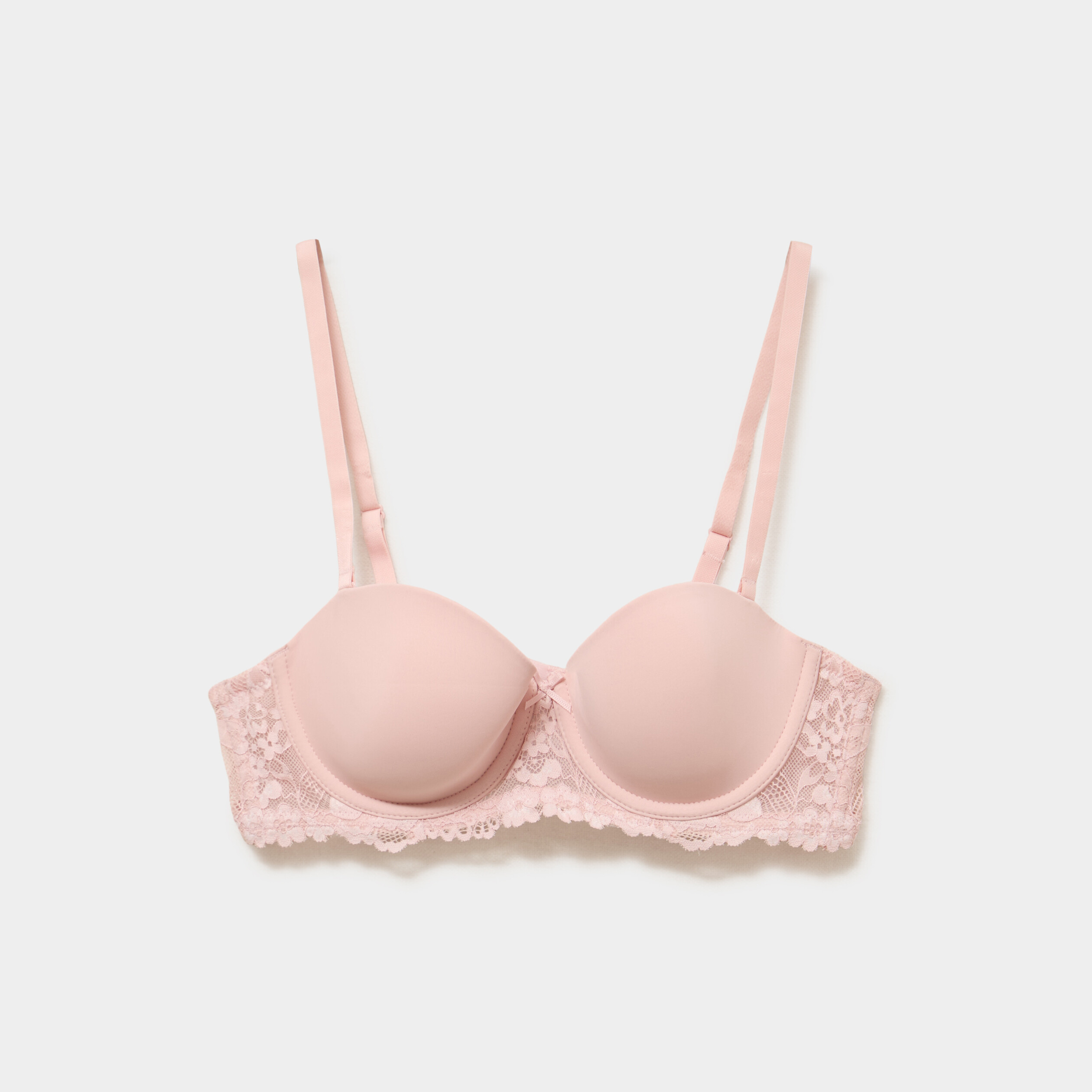 Soutien-gorge balconnet micro dentelle rose clair femme