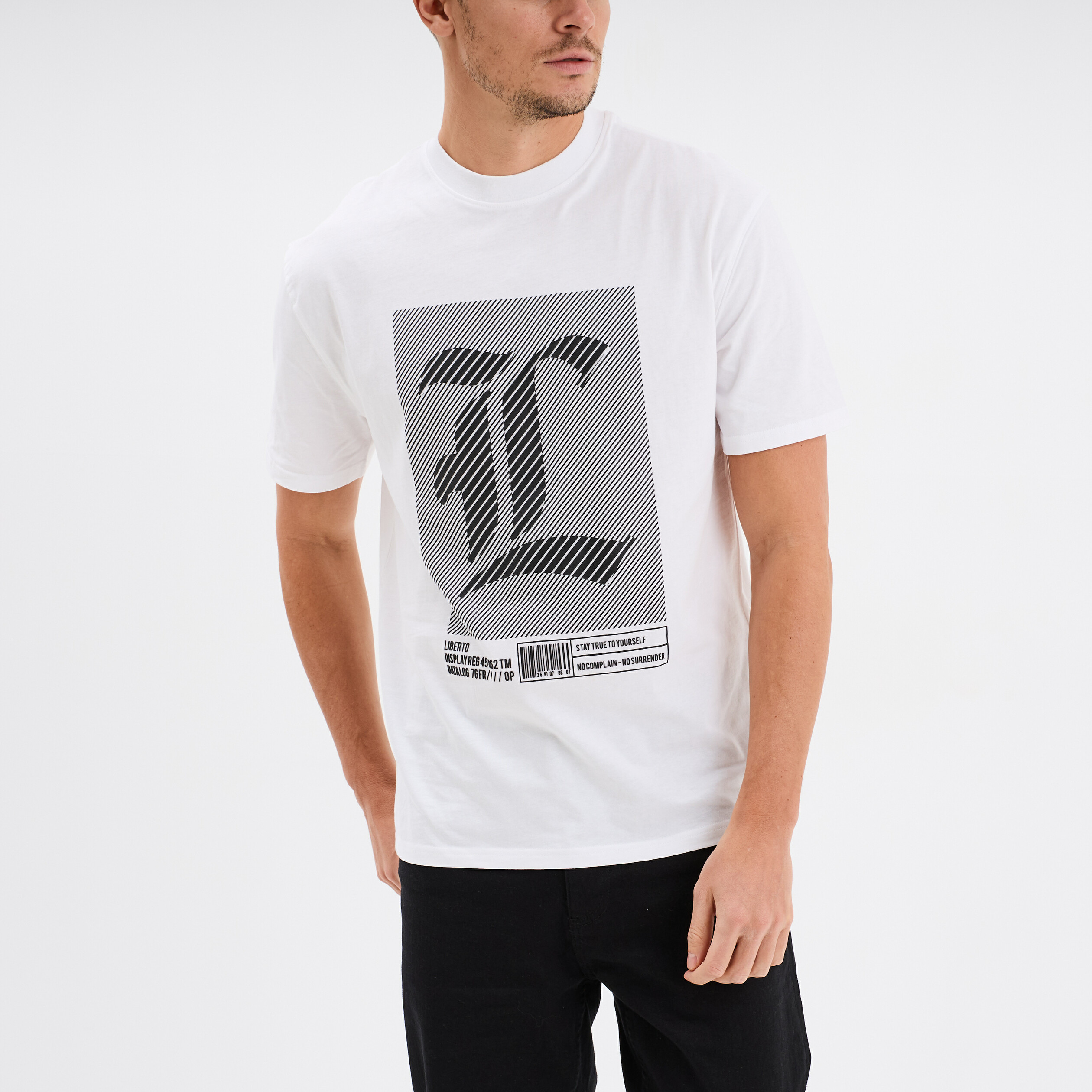 t shirt oversize manches courtes liberto blanc homme T-shirt oversize manches courtes Liberto blanc homme