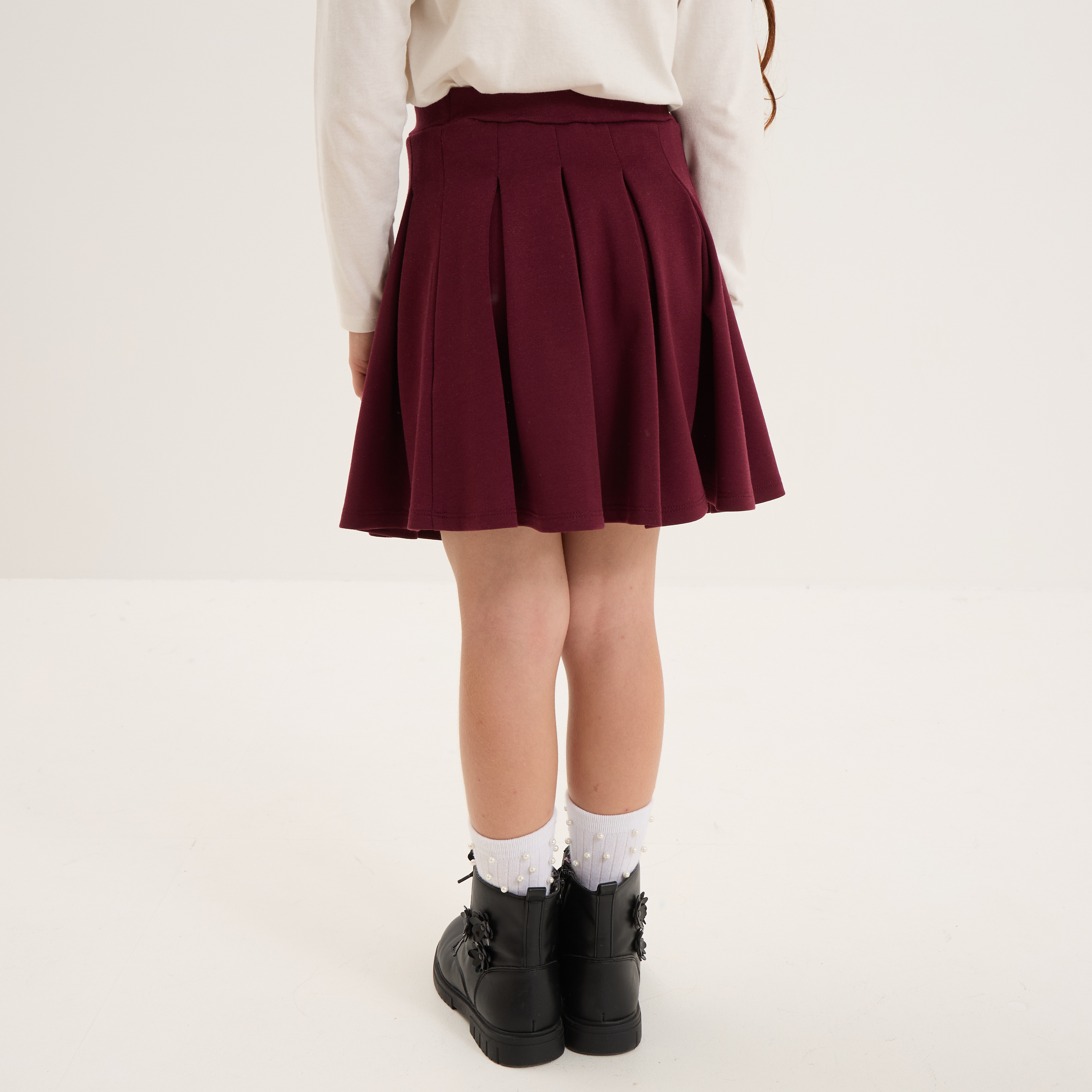jupe courte patineuse plissee bordeaux fille Jupe courte patineuse plissée bordeaux fille