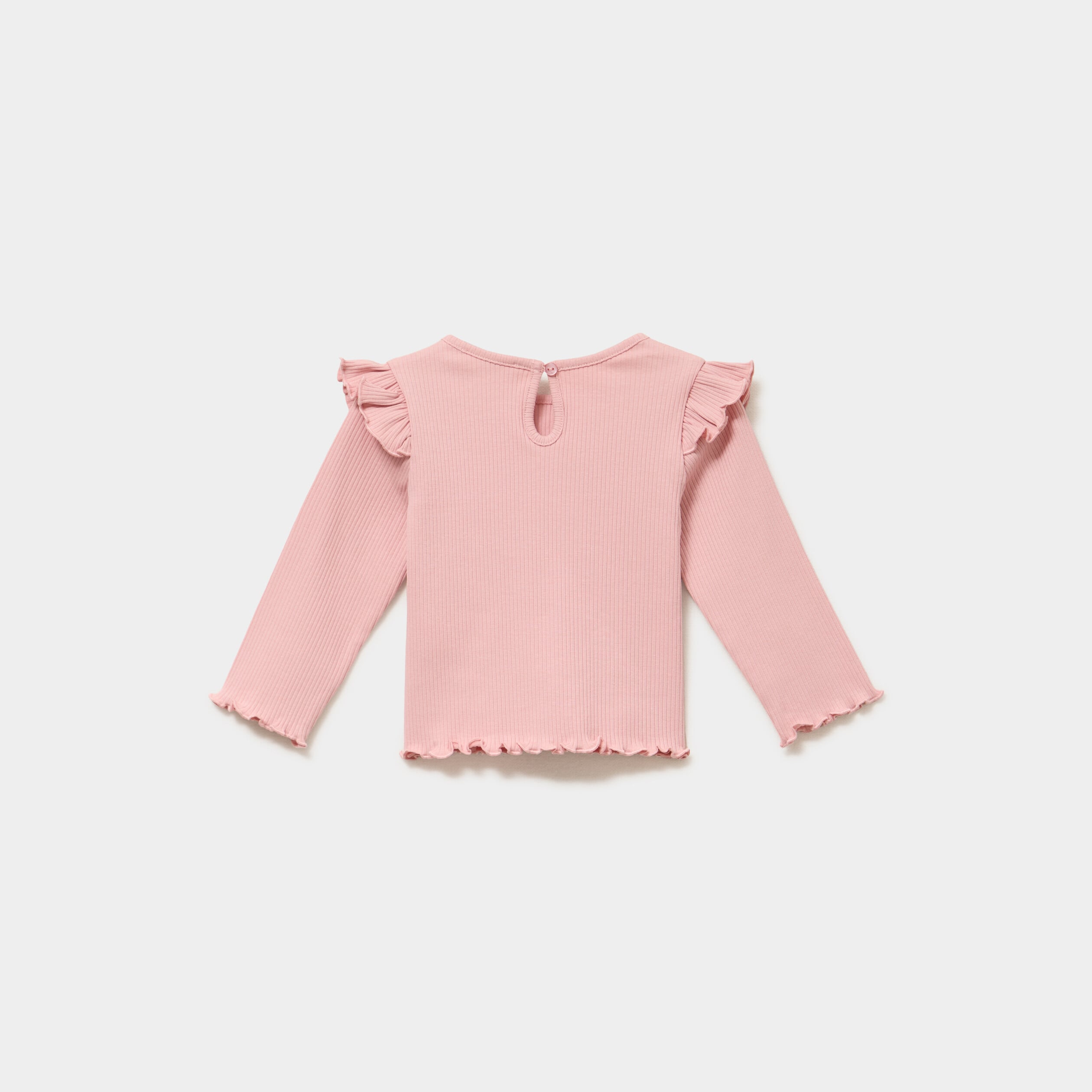 T-shirt c&ocirc;tel&eacute; volants aux &eacute;paules rose poudr&eacute;e b&eacute;b&eacute; fille