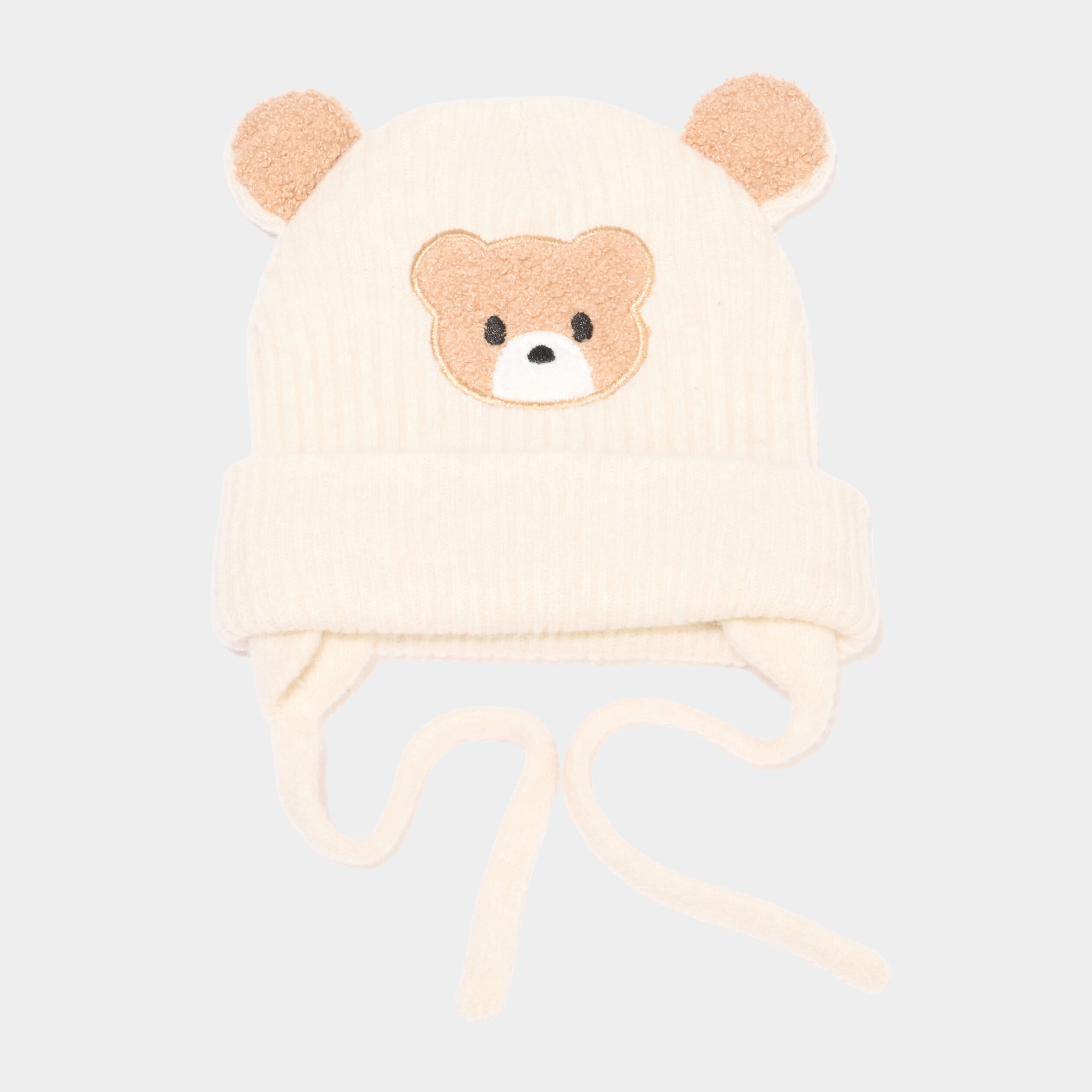 Bonnet avec cordons sable b&eacute;b&eacute;