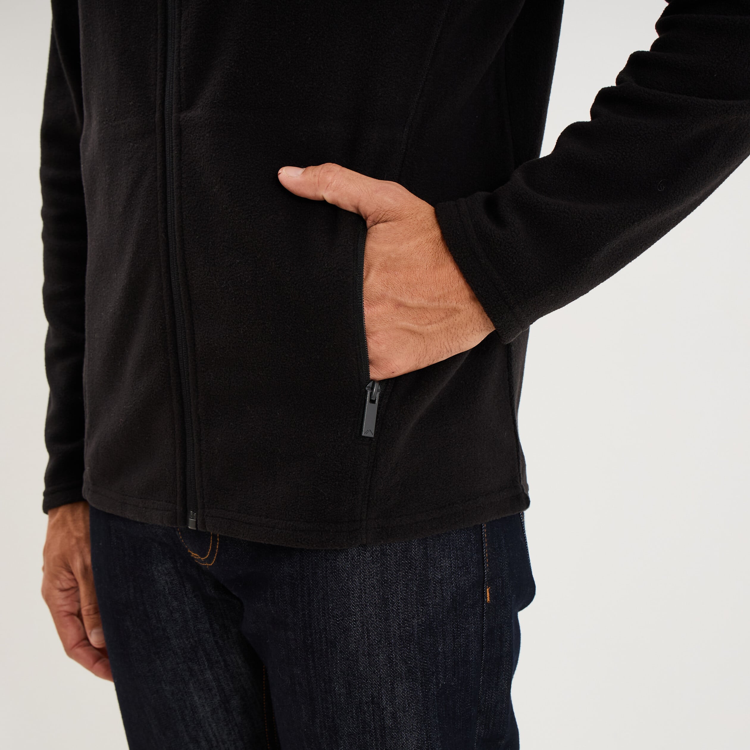 Gilet polaire zipp&eacute; manches longues noir homme