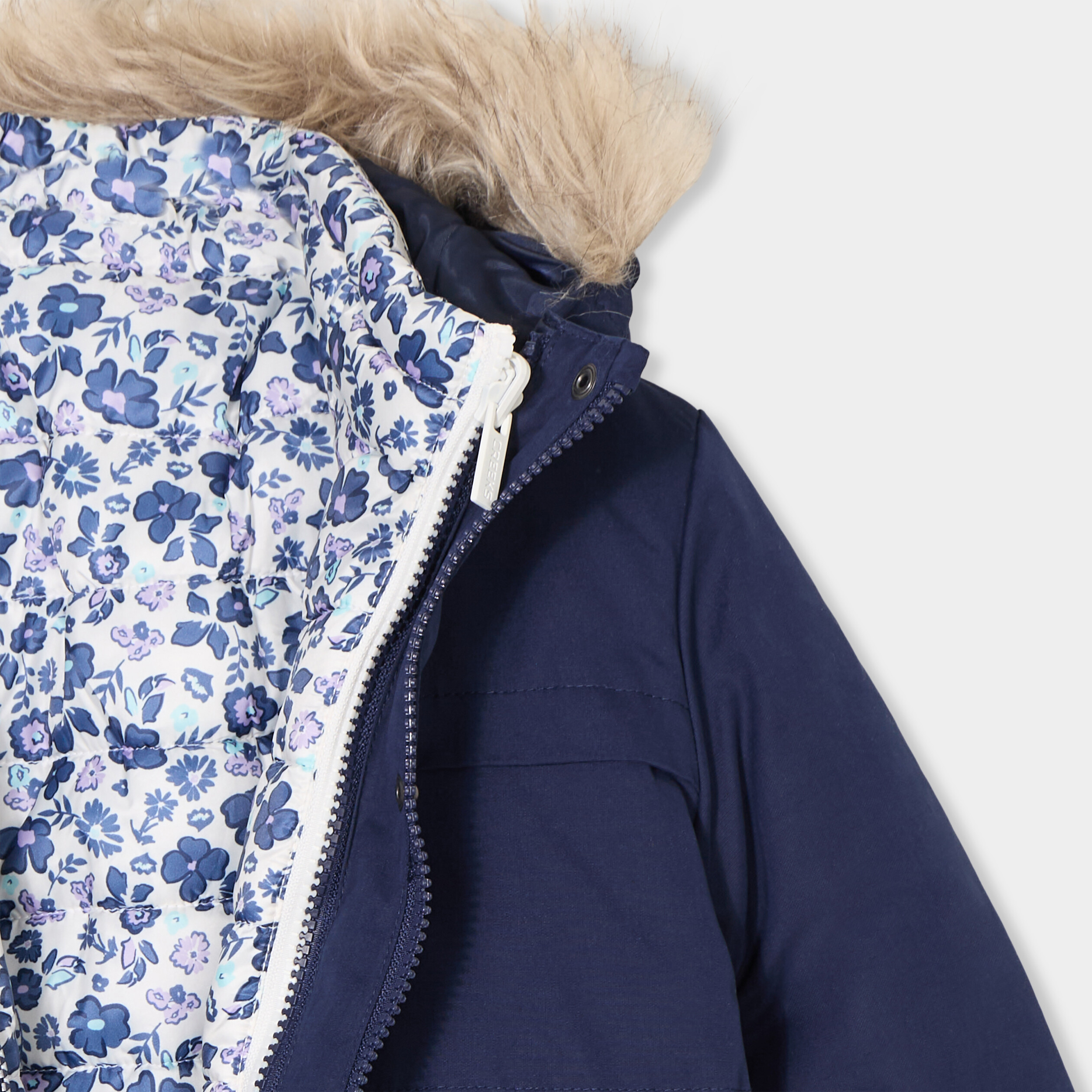 parka 3 en 1 doudoune avec capuche bleu marine fille Parka 3-en-1 doudoune avec capuche bleu marine fille