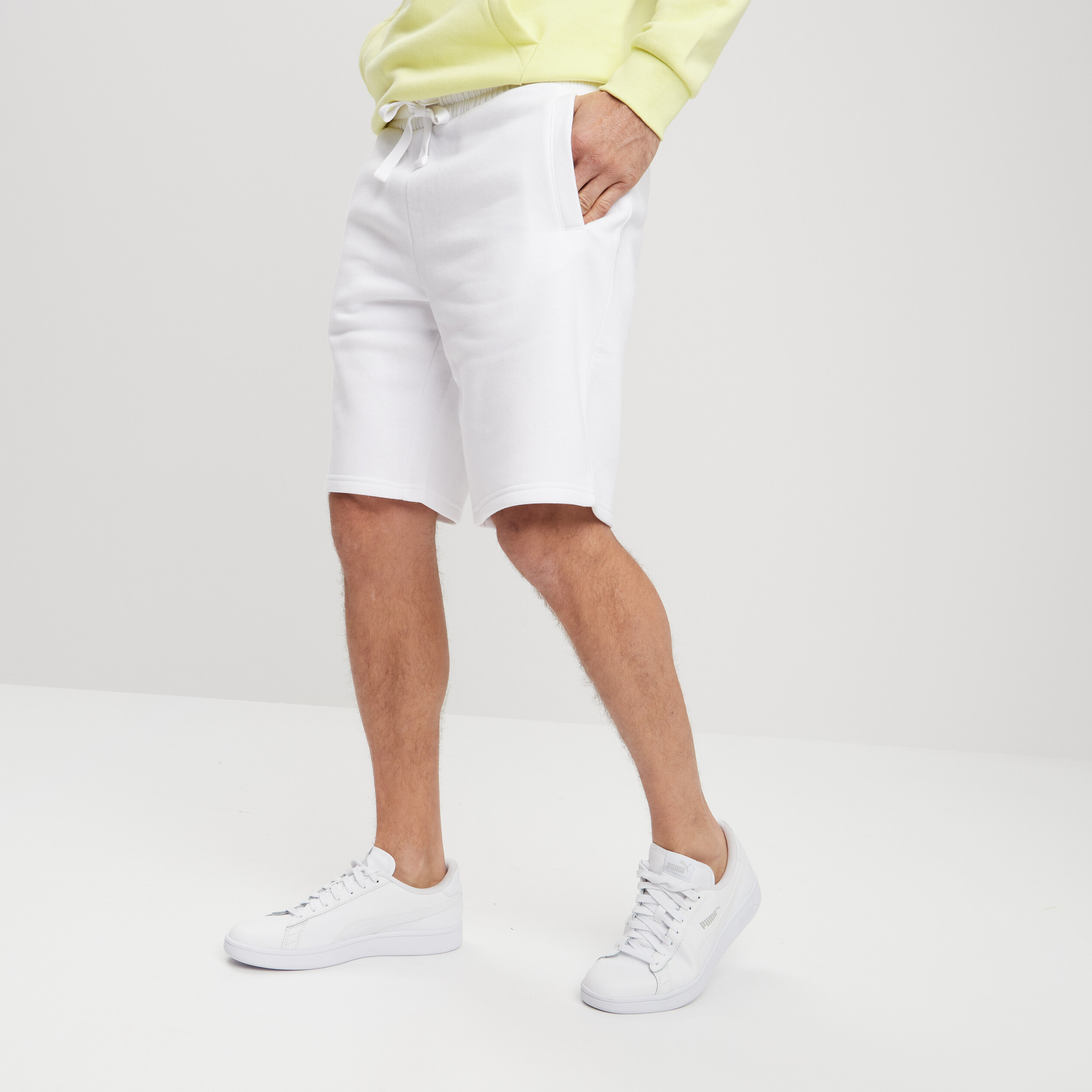 Short jogging molleton droit blanc homme