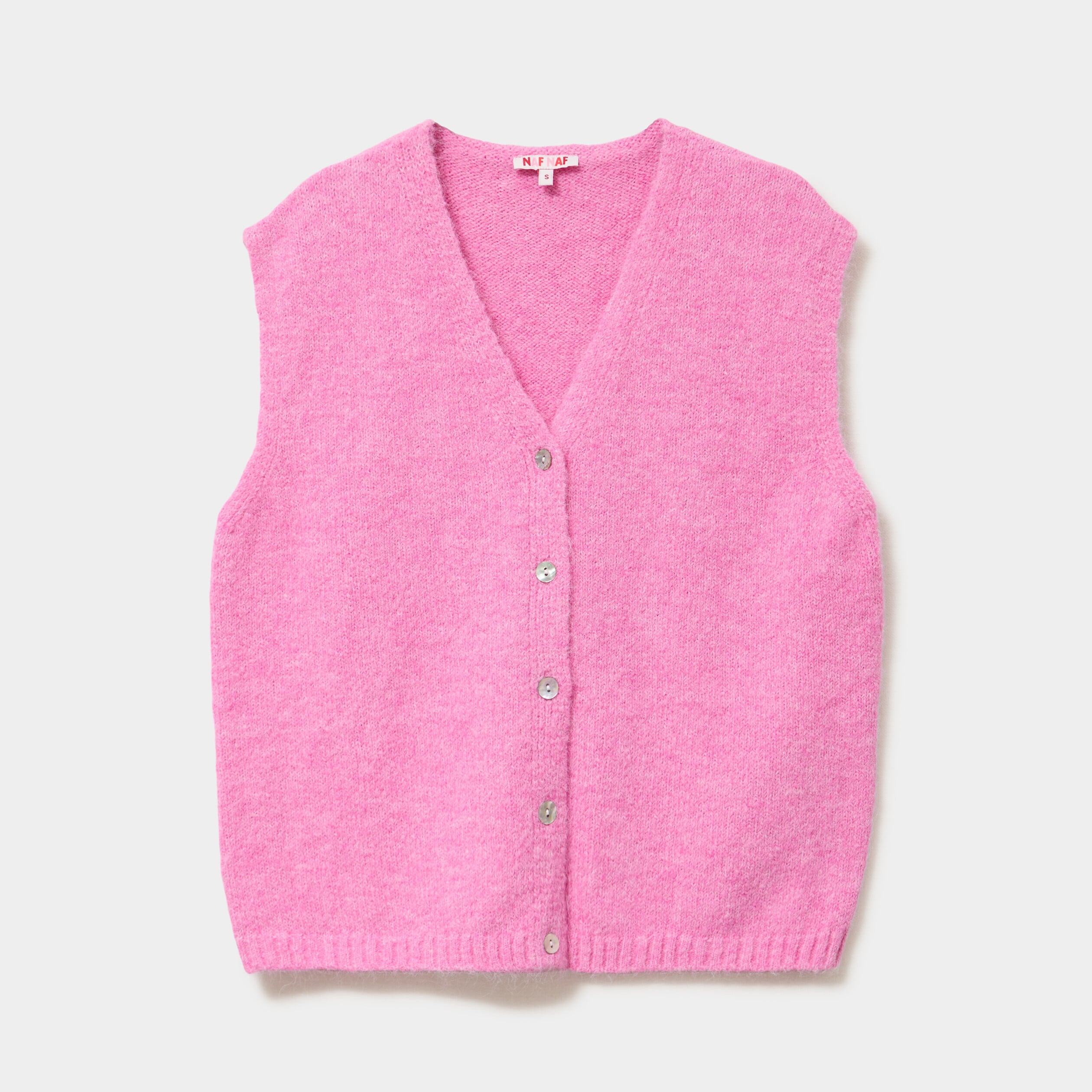 Gilet sans manches col en V rose femme
