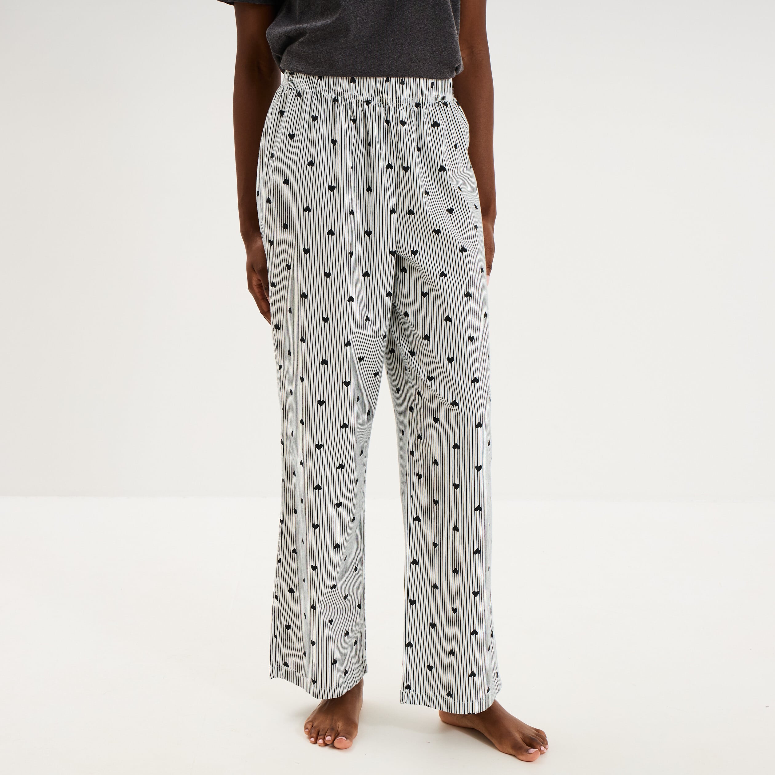 Pantalon de pyjama droit coton noir femme