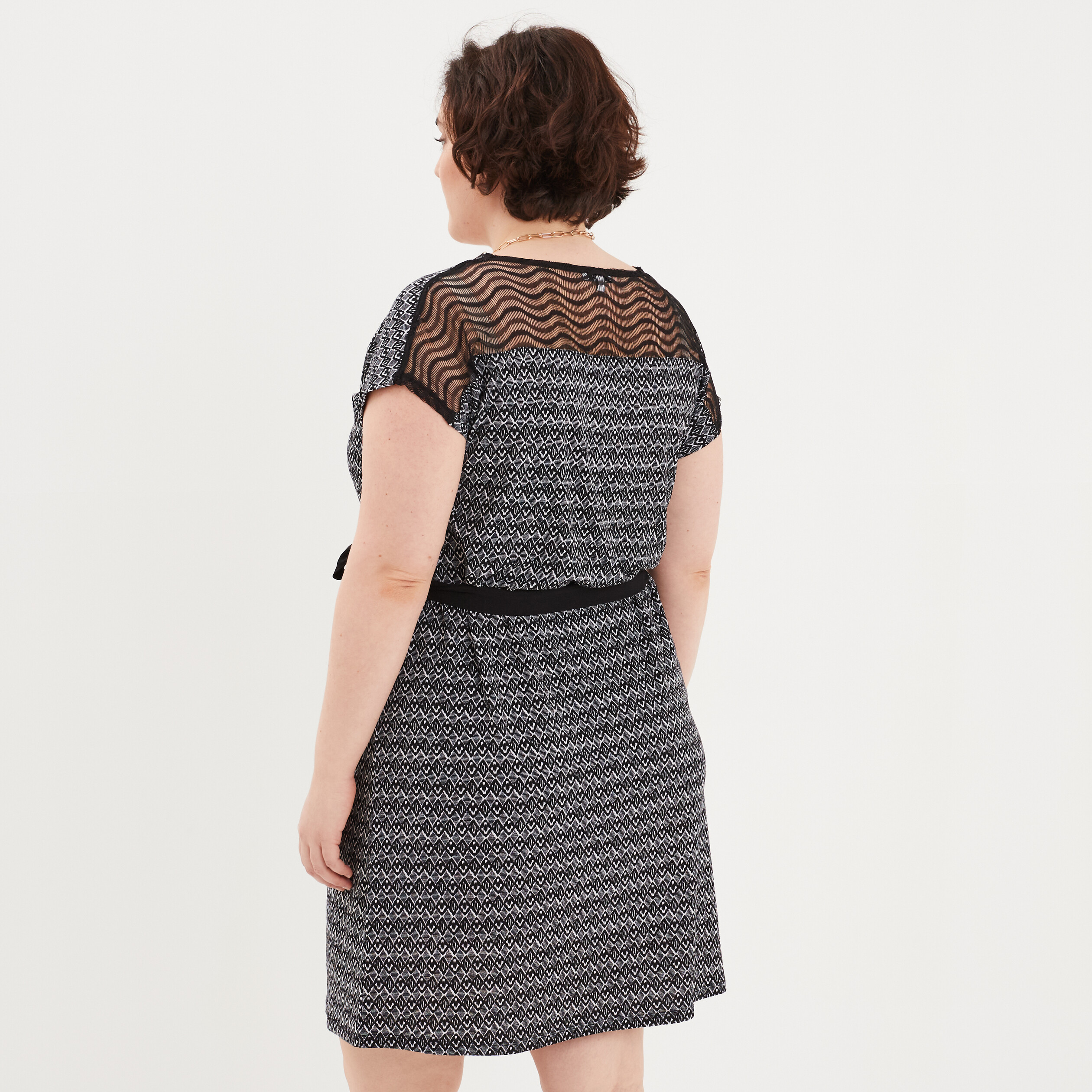Robe droite ceinturee ecru femme grande taille La Halle