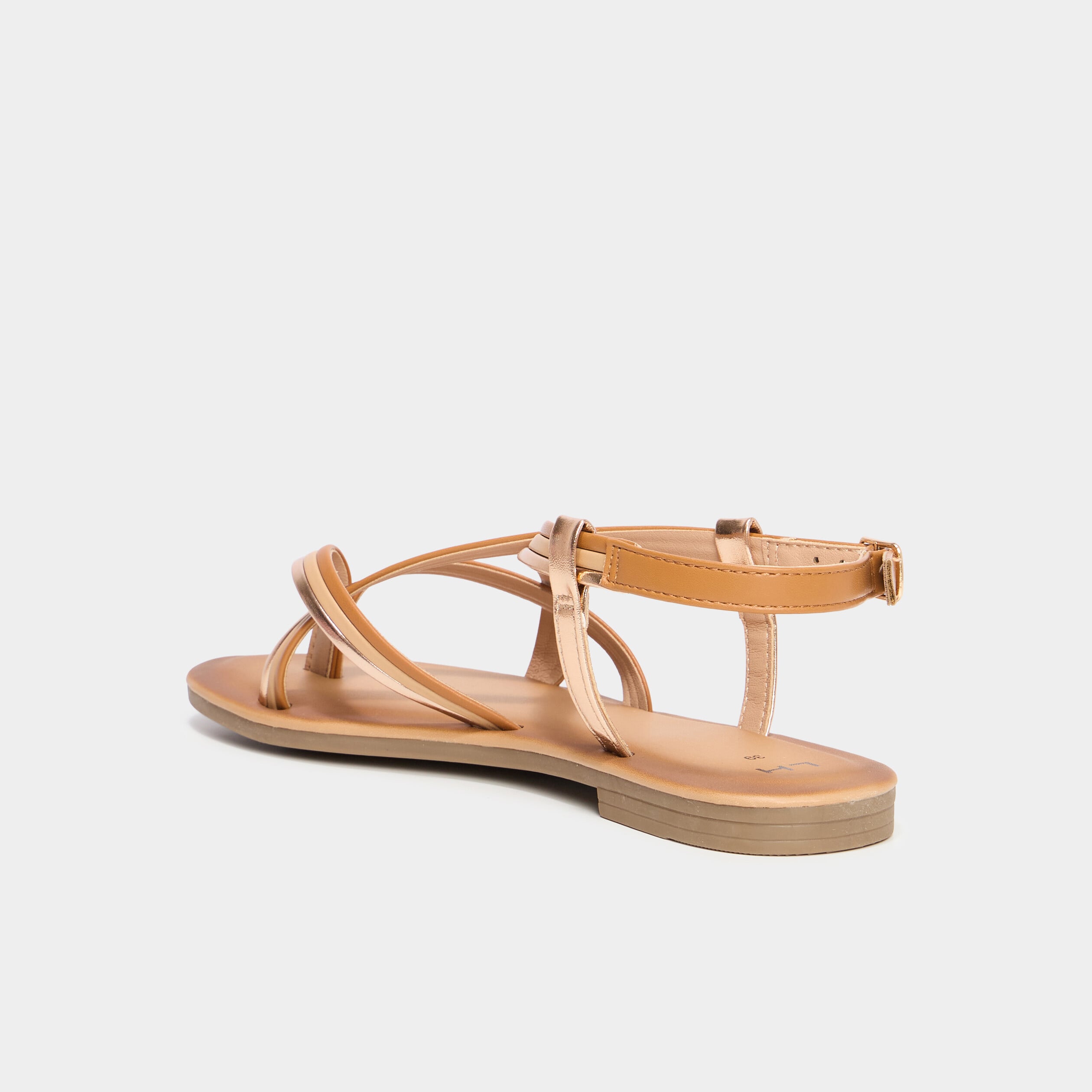 Sandales plates multibrides multicolore femme