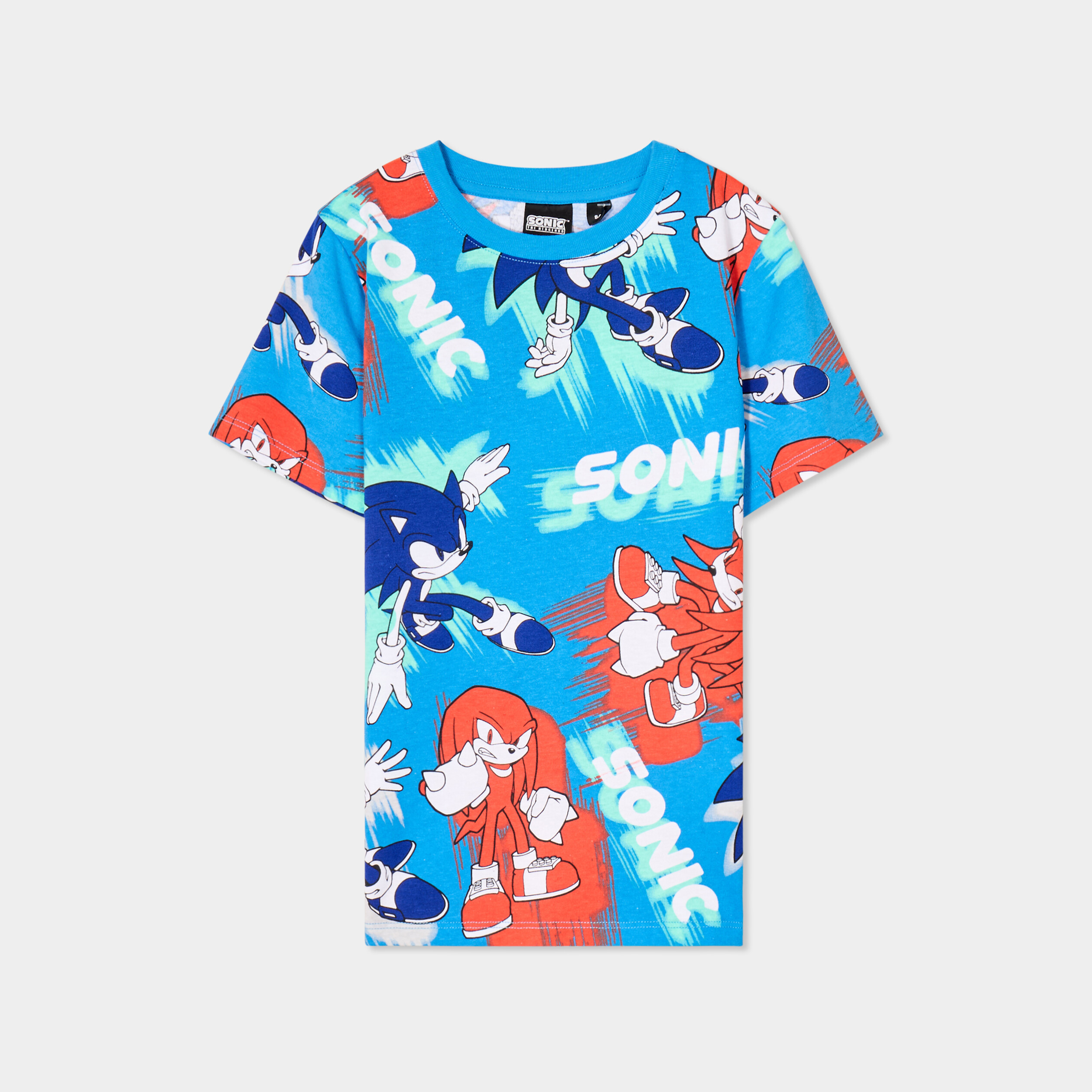 t shirt manches courtes coton sonic bleu garcon T-shirt manches courtes coton Sonic bleu garçon