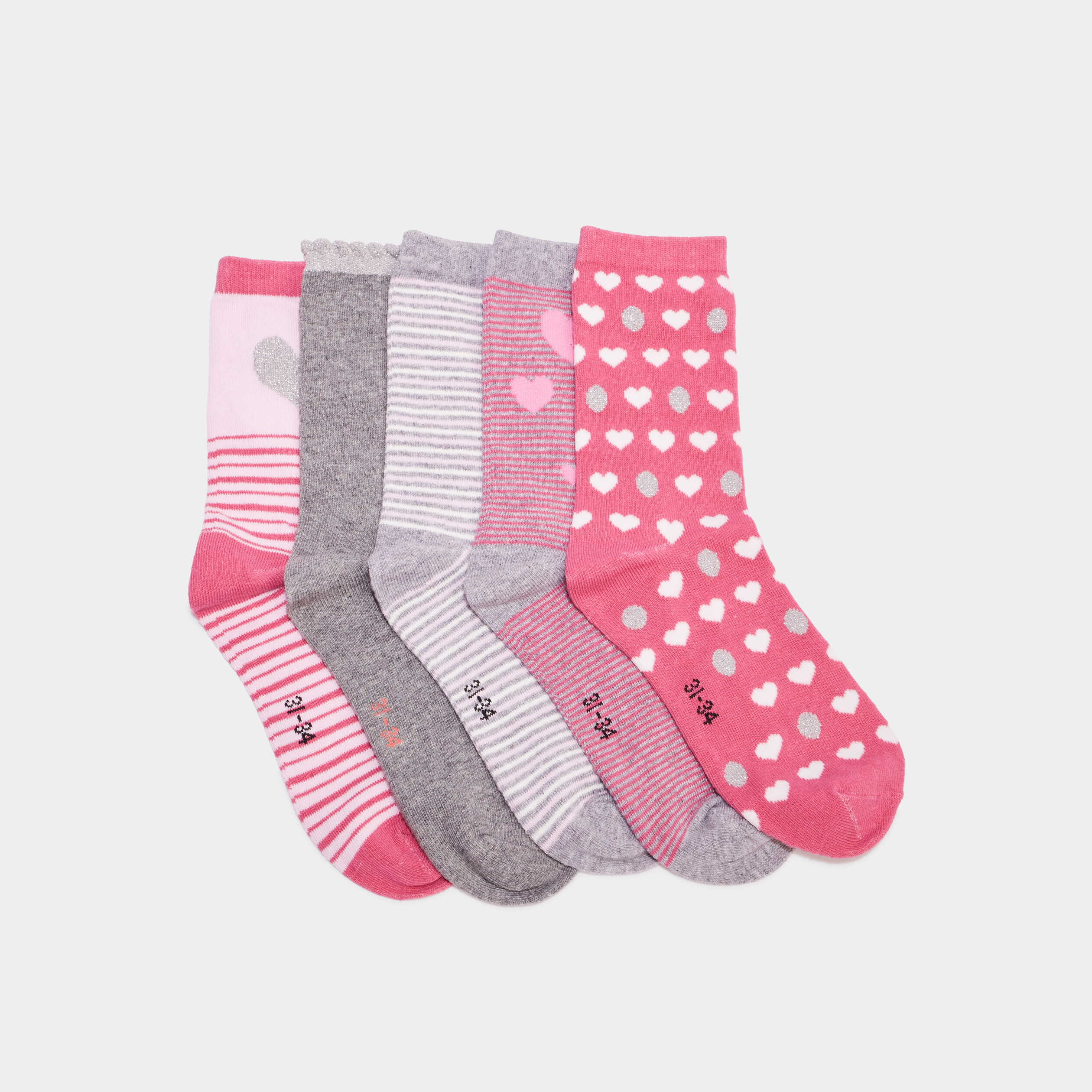 Lot 5 paires chaussettes rose fille