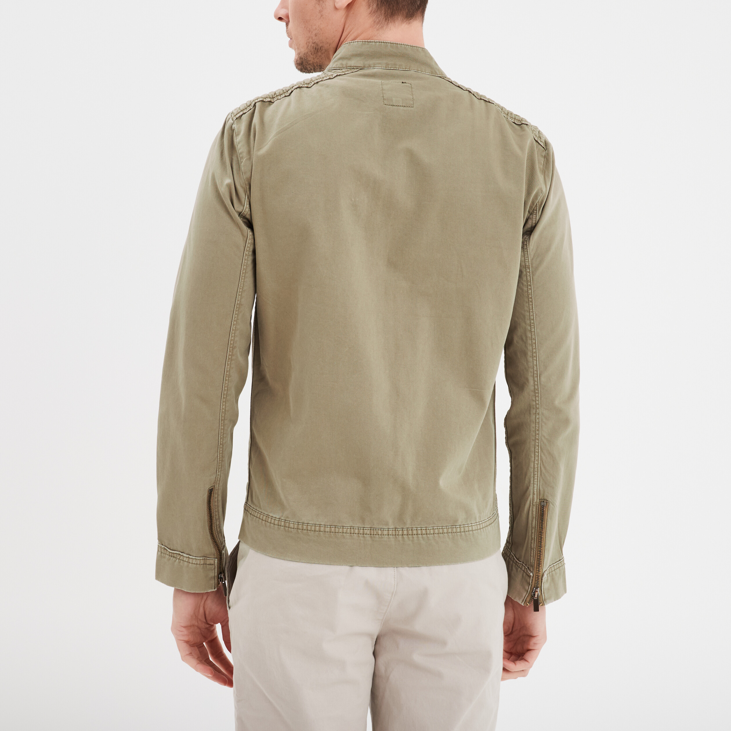 blouson esprit biker zippe liberto vert kaki homme Blouson esprit biker zippé Liberto vert kaki homme