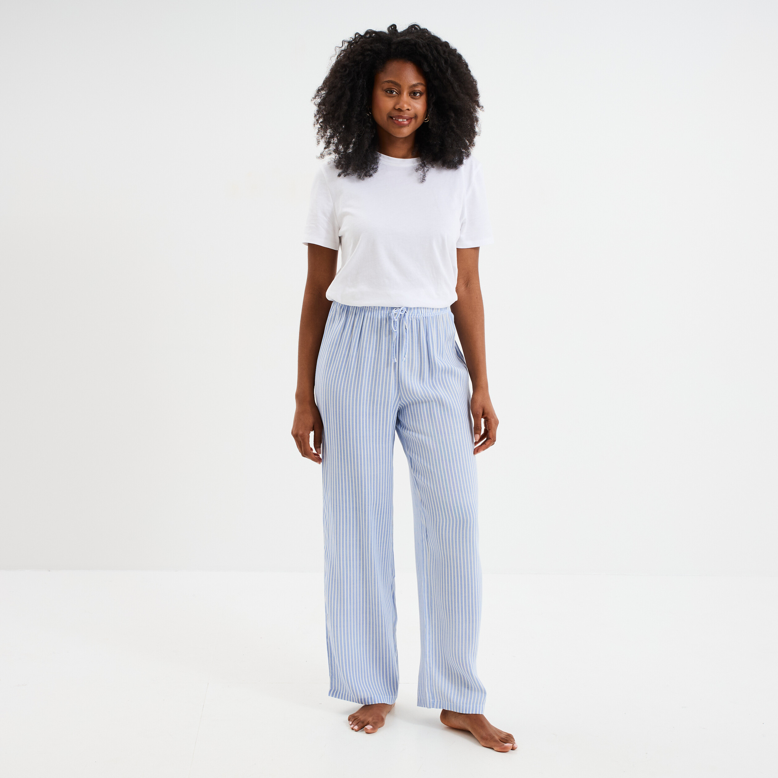 pantalon de pyjama fluide bleu femme Pantalon de pyjama fluide bleu femme