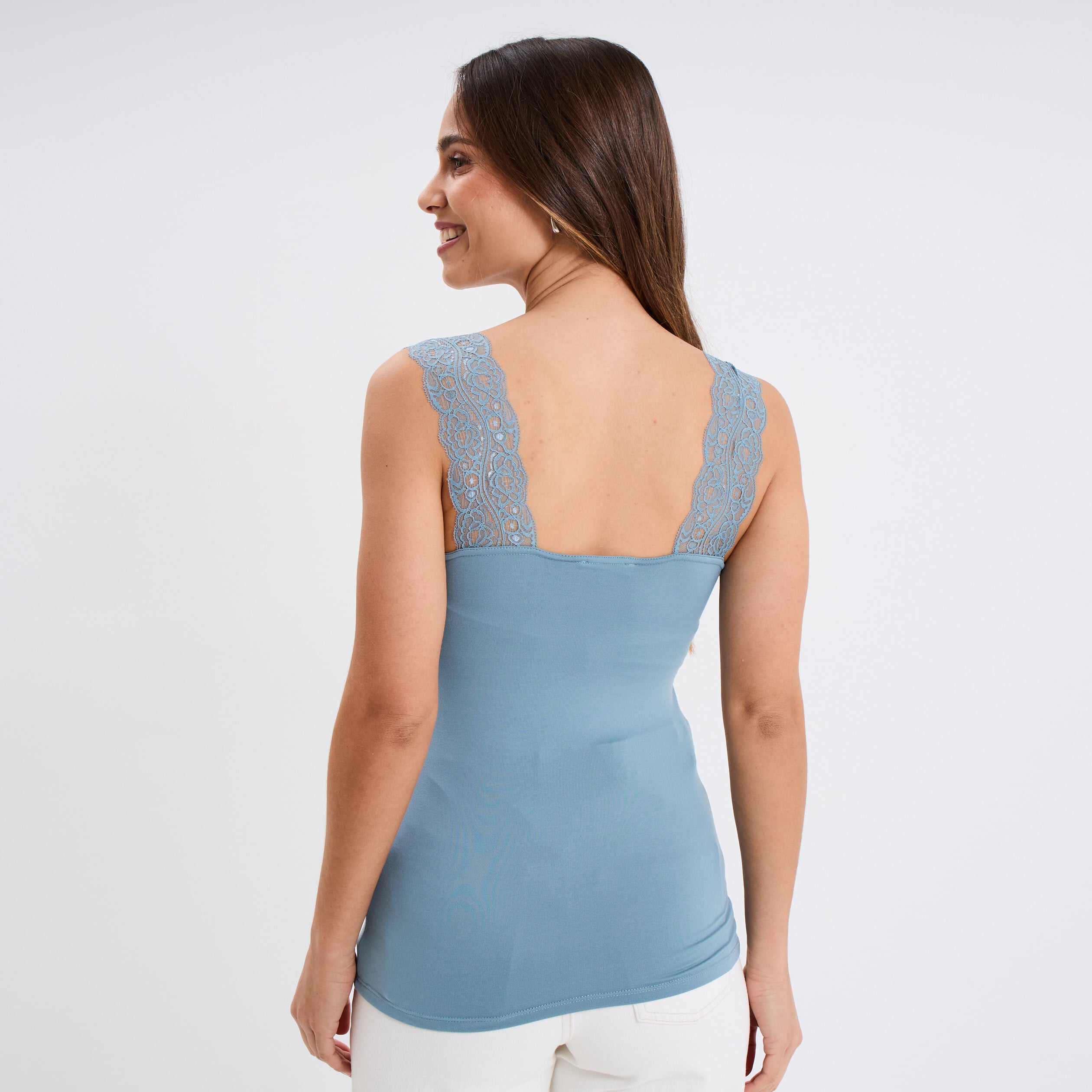 Débardeur Turquoise En Dentelle Extensible GANTEB'S - Taille 38/40 - Femme - Neuf Sans étiquettes