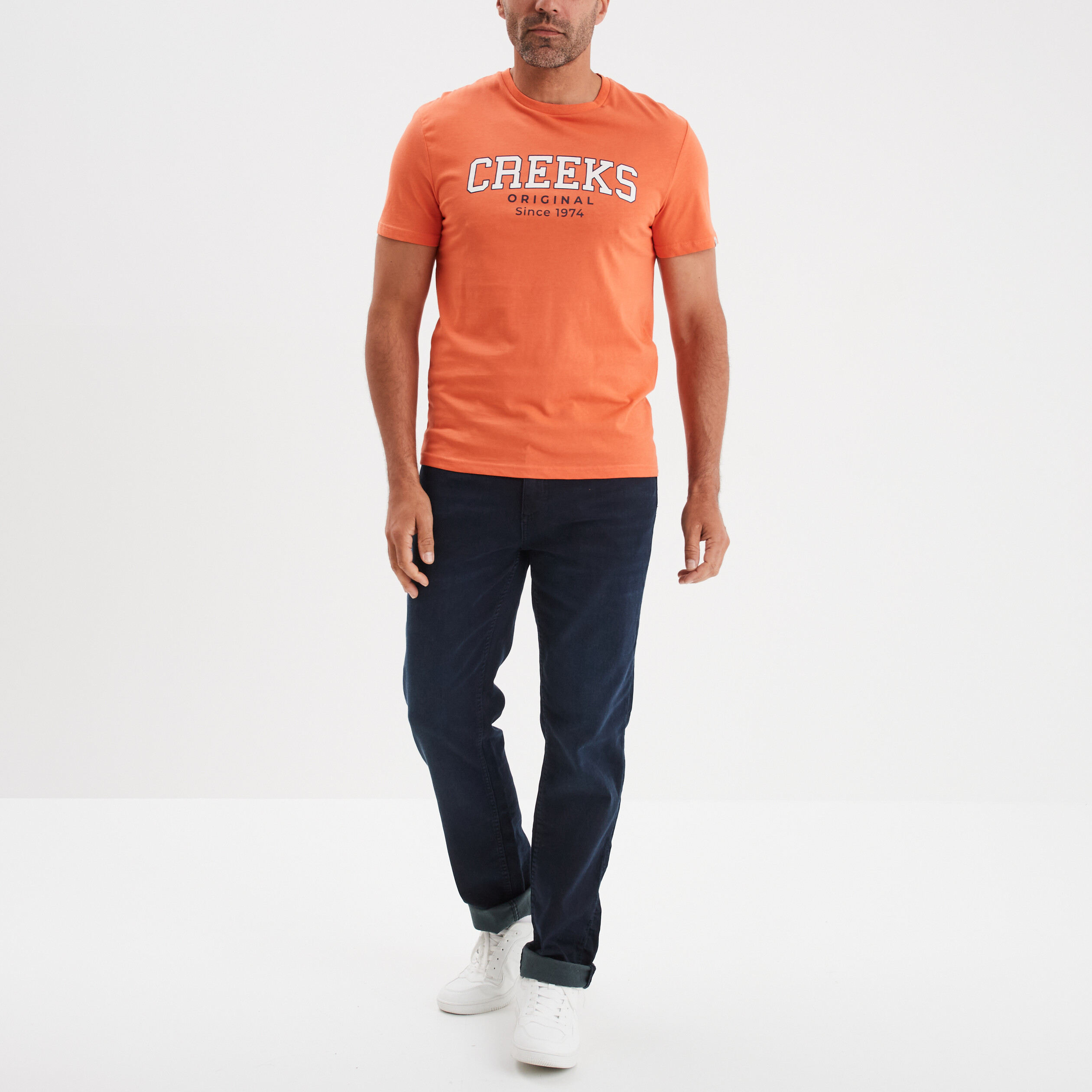 t shirt manches courtes coton creeks orange homme T-shirt manches courtes coton Creeks orange homme