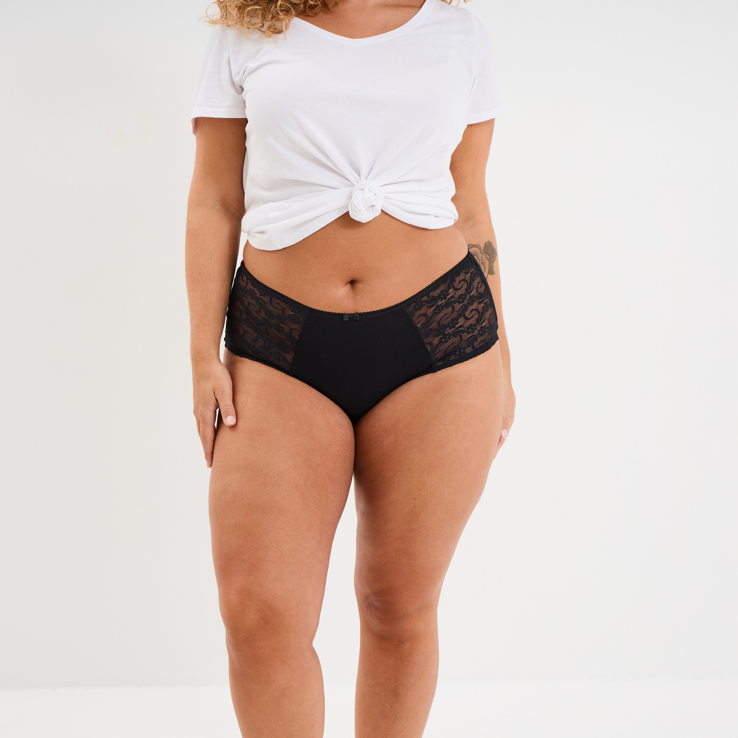 Shorty en coton noir femme grande taille