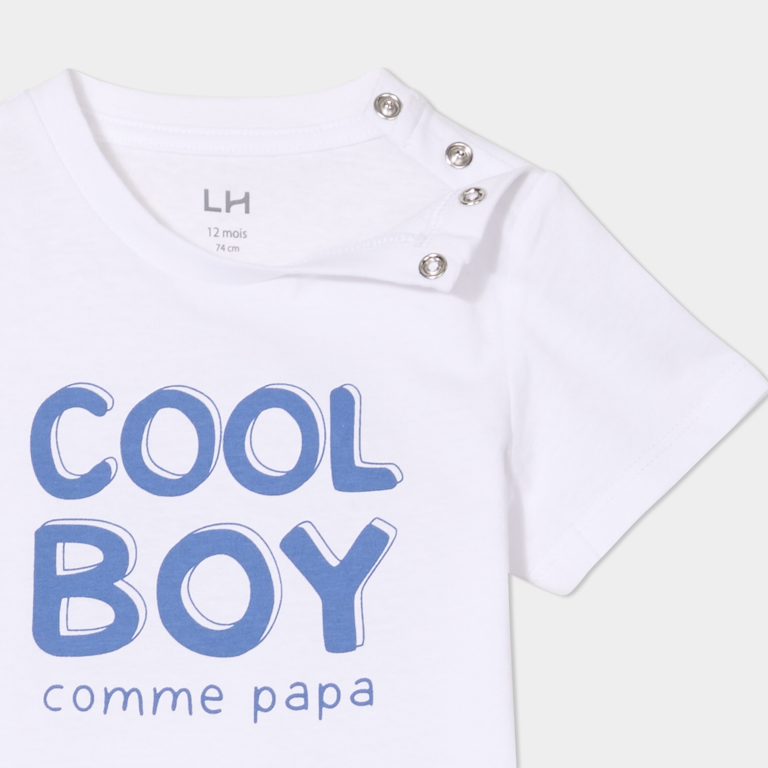 t shirt manches courtes coton blanc bebeg T-shirt manches courtes coton blanc bébé garçon