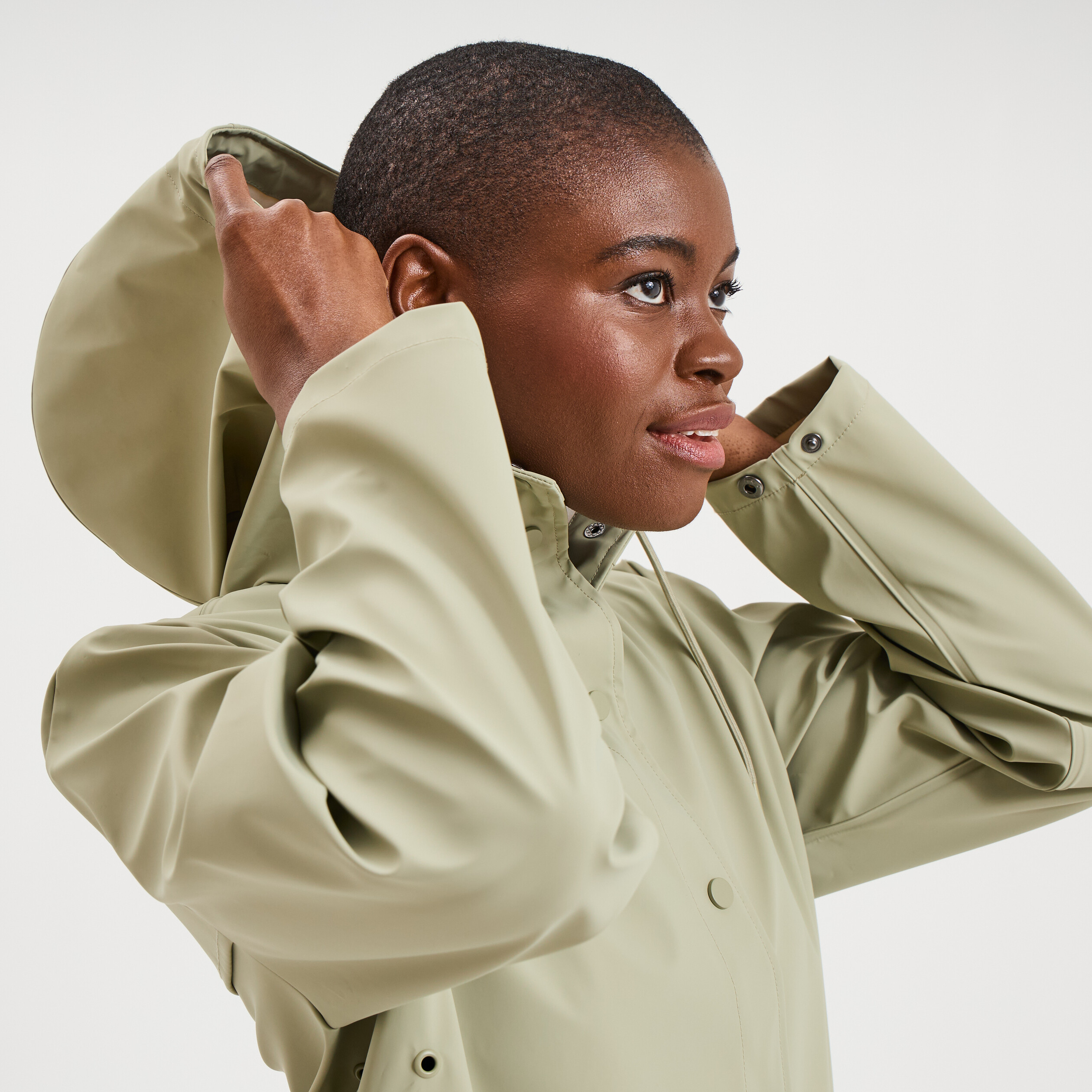 Parka imperm&eacute;able coupe-vent &agrave; capuche vert kaki femme