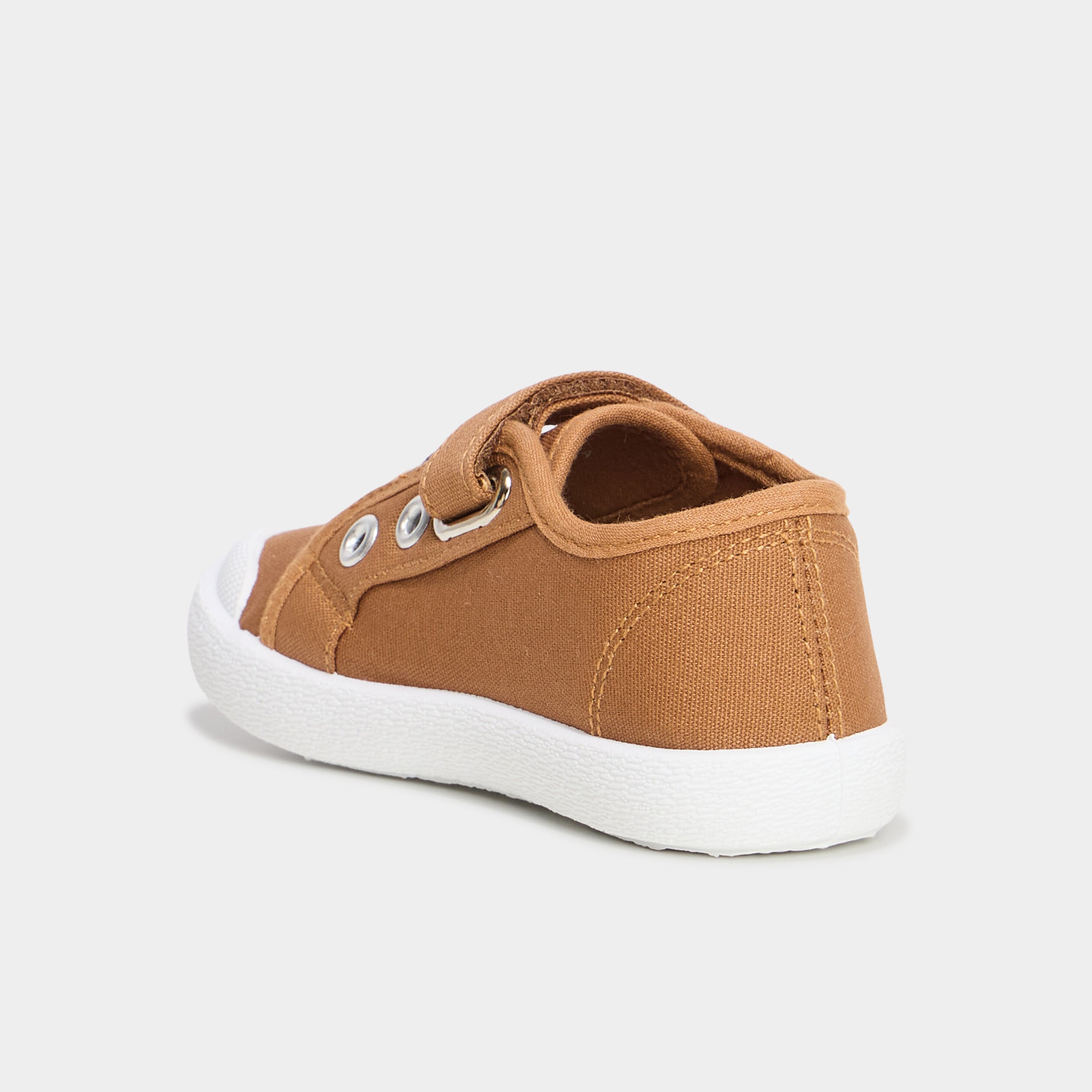 Tennis basses en toile bout renforc&eacute; camel gar&ccedil;on
