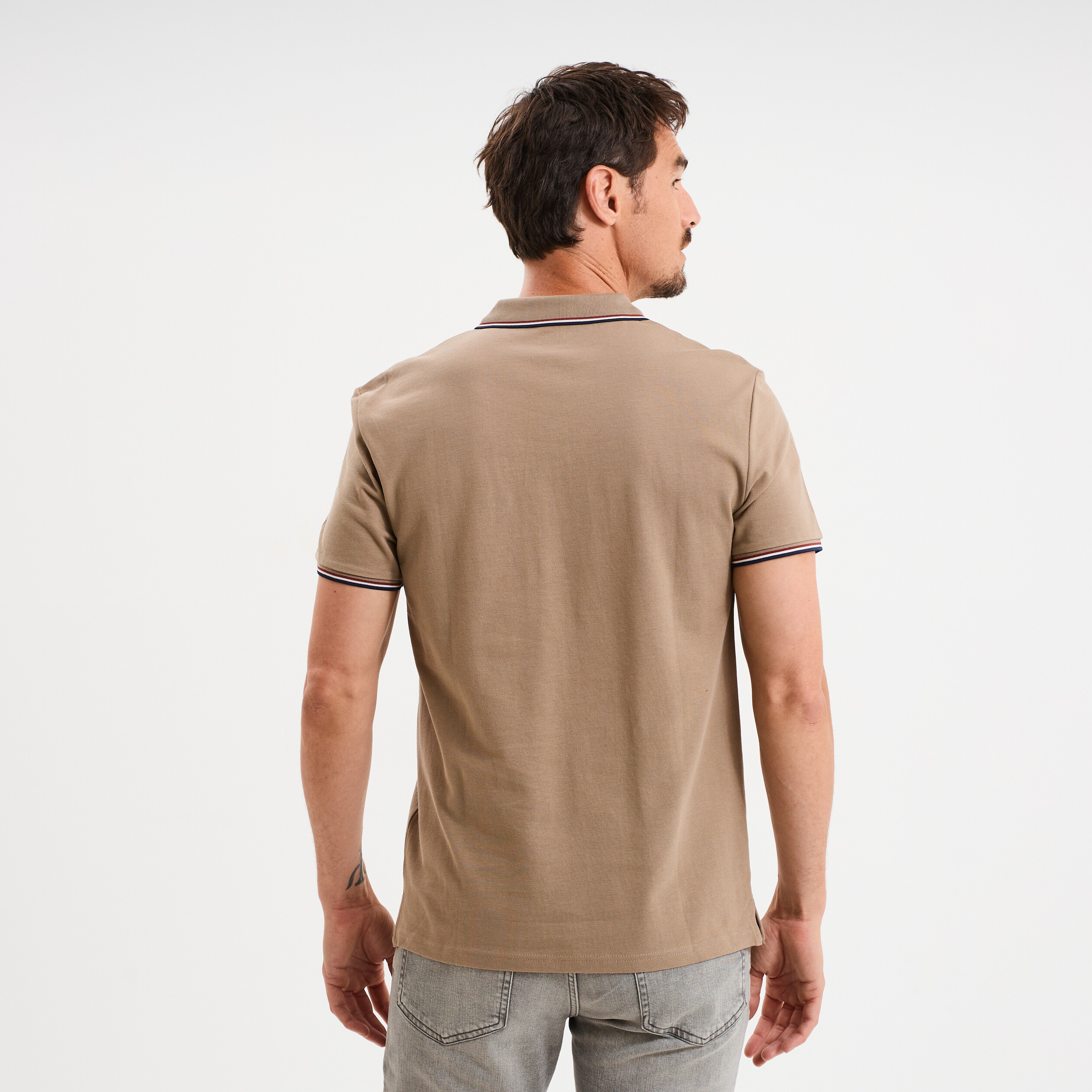polo avec broderie poitrine coton creeks taupe homme Polo avec broderie poitrine coton Creeks taupe homme