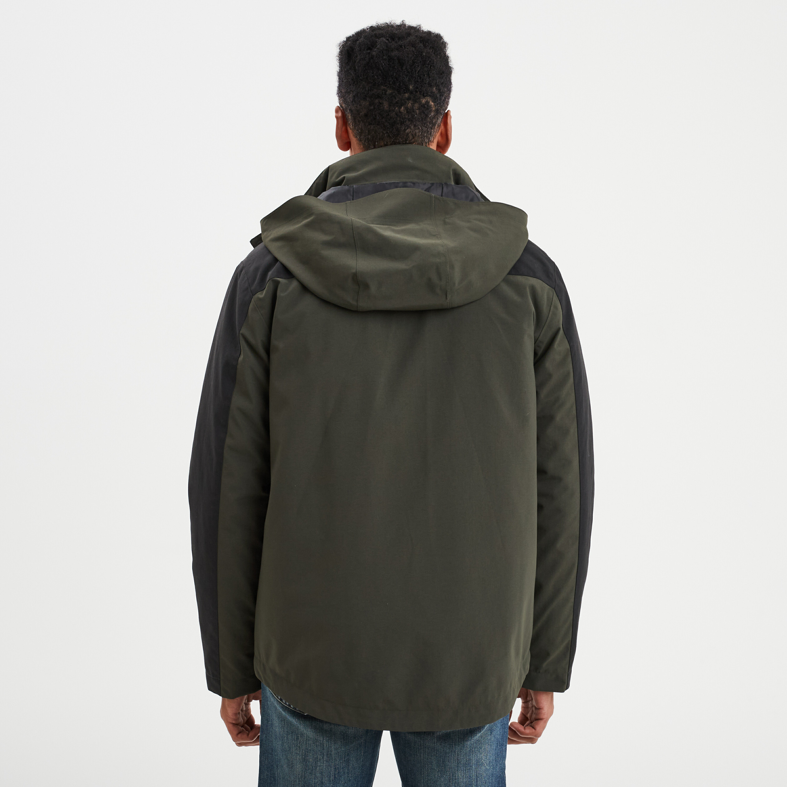 Veste &agrave; capuche effet 3-en-1 Trappeur vert kaki homme