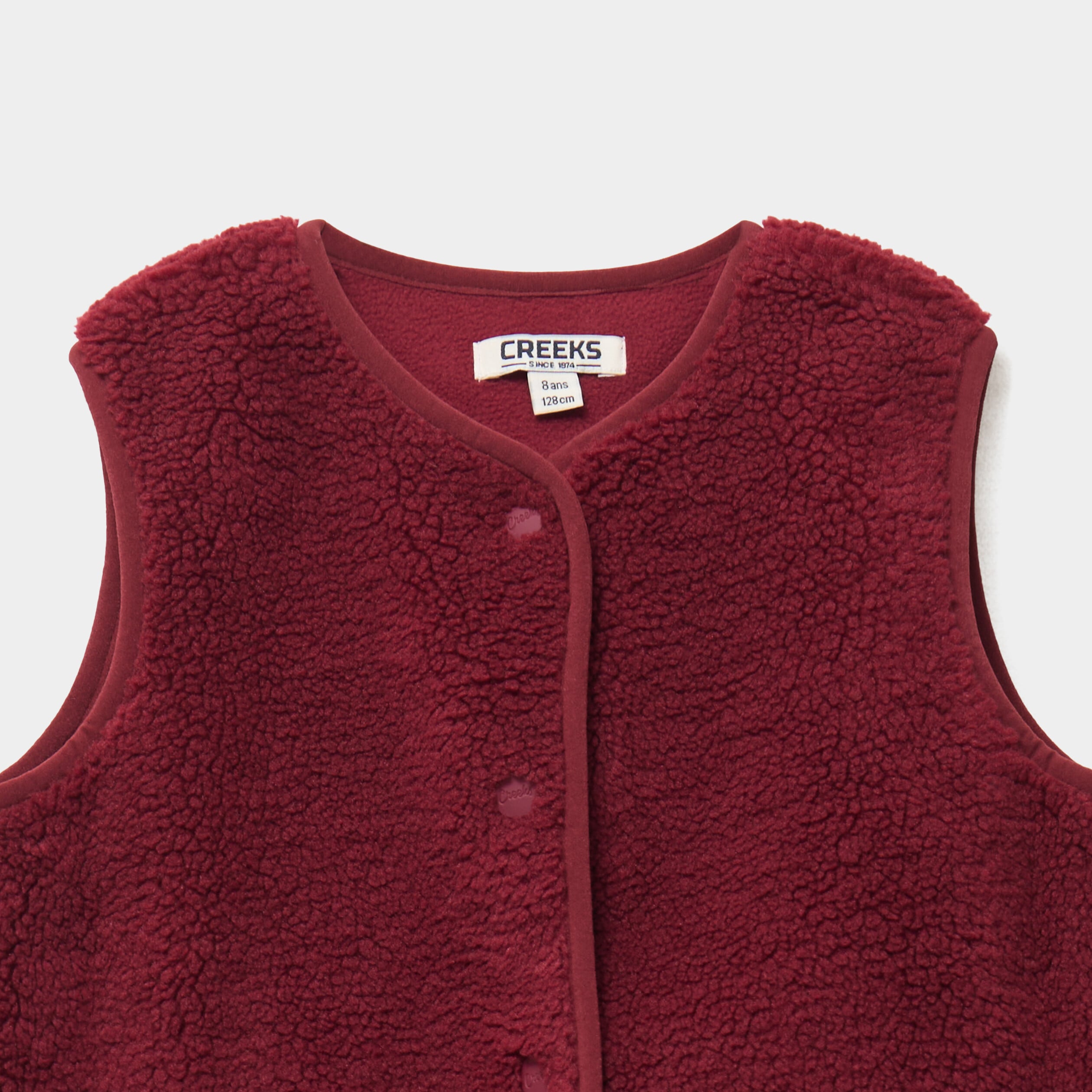 Gilet effet polaire sans manches bordeaux fille